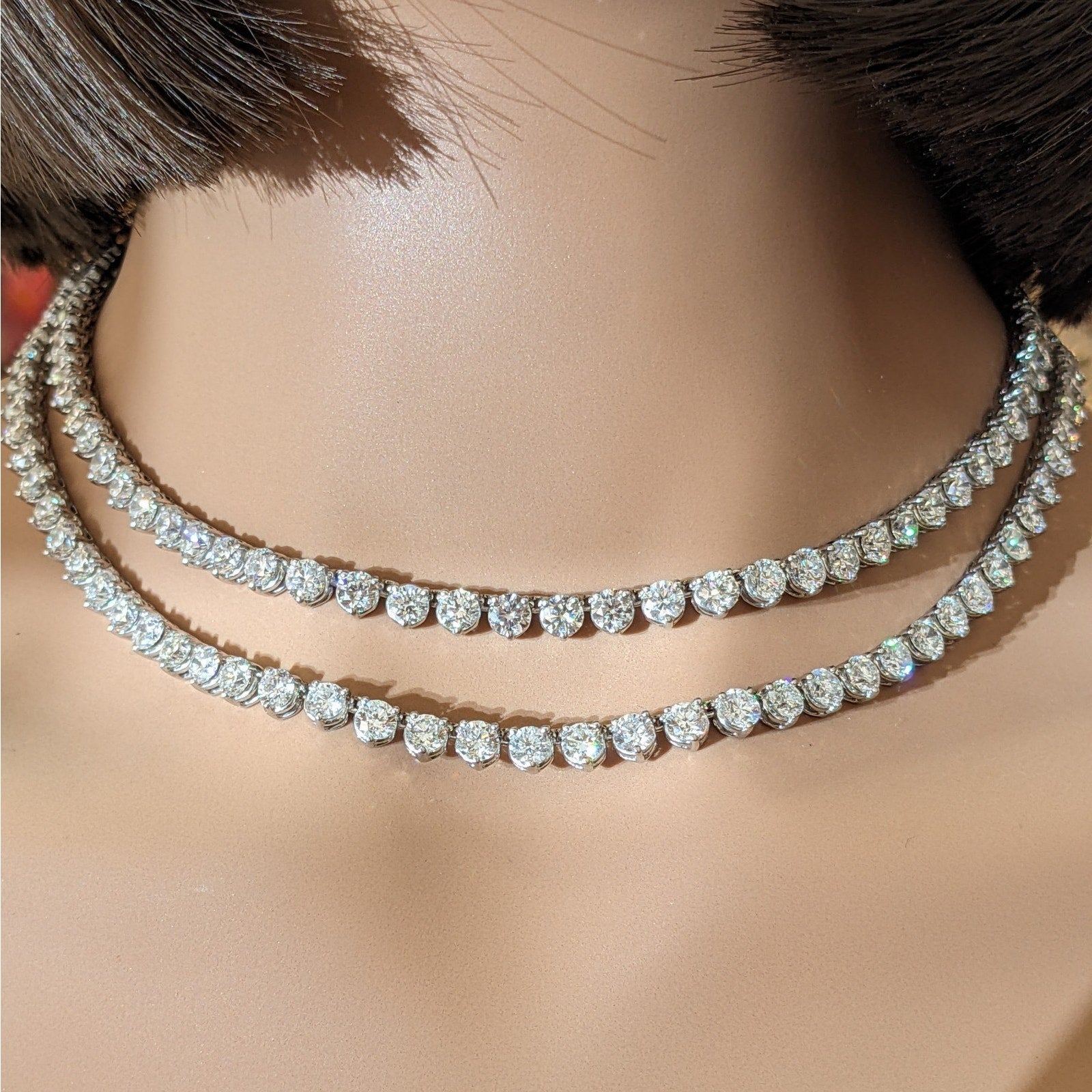 32.5 inch Round Diamond Tennis Necklace 52.00 cttw in Platinum - HM2600PZZ