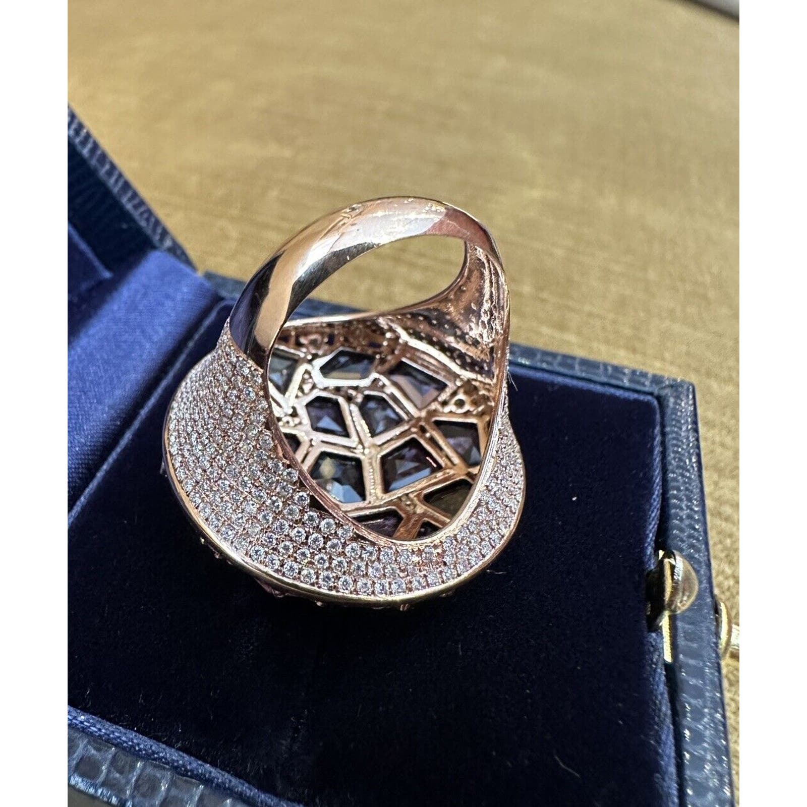 Large Multicolor Sapphire and Diamond Statement Ring in 18k Rose Gold - HM2569AR