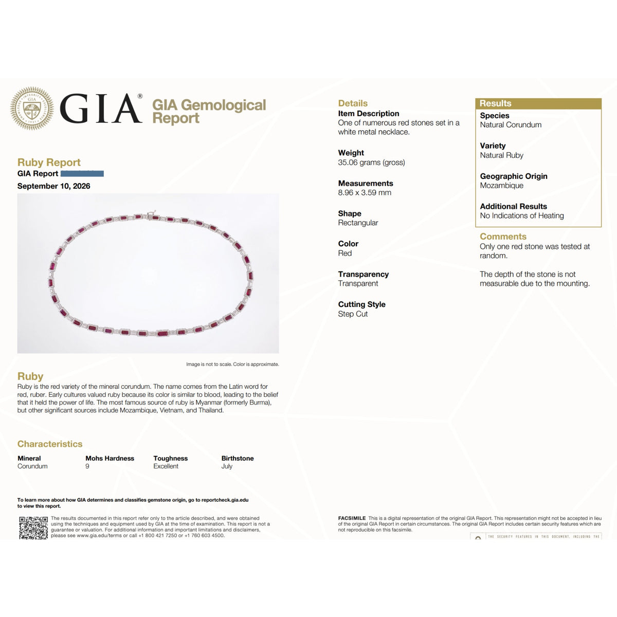 GIA Certified Unheated Ruby & Diamond Necklace in 18k White Gold