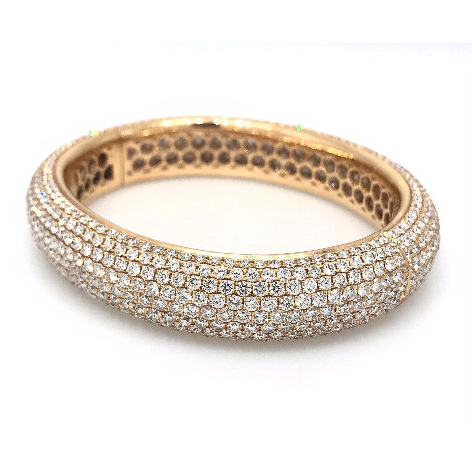 24.25 carat Diamond Pave Bangle Bracelet in 18k Rose Gold
