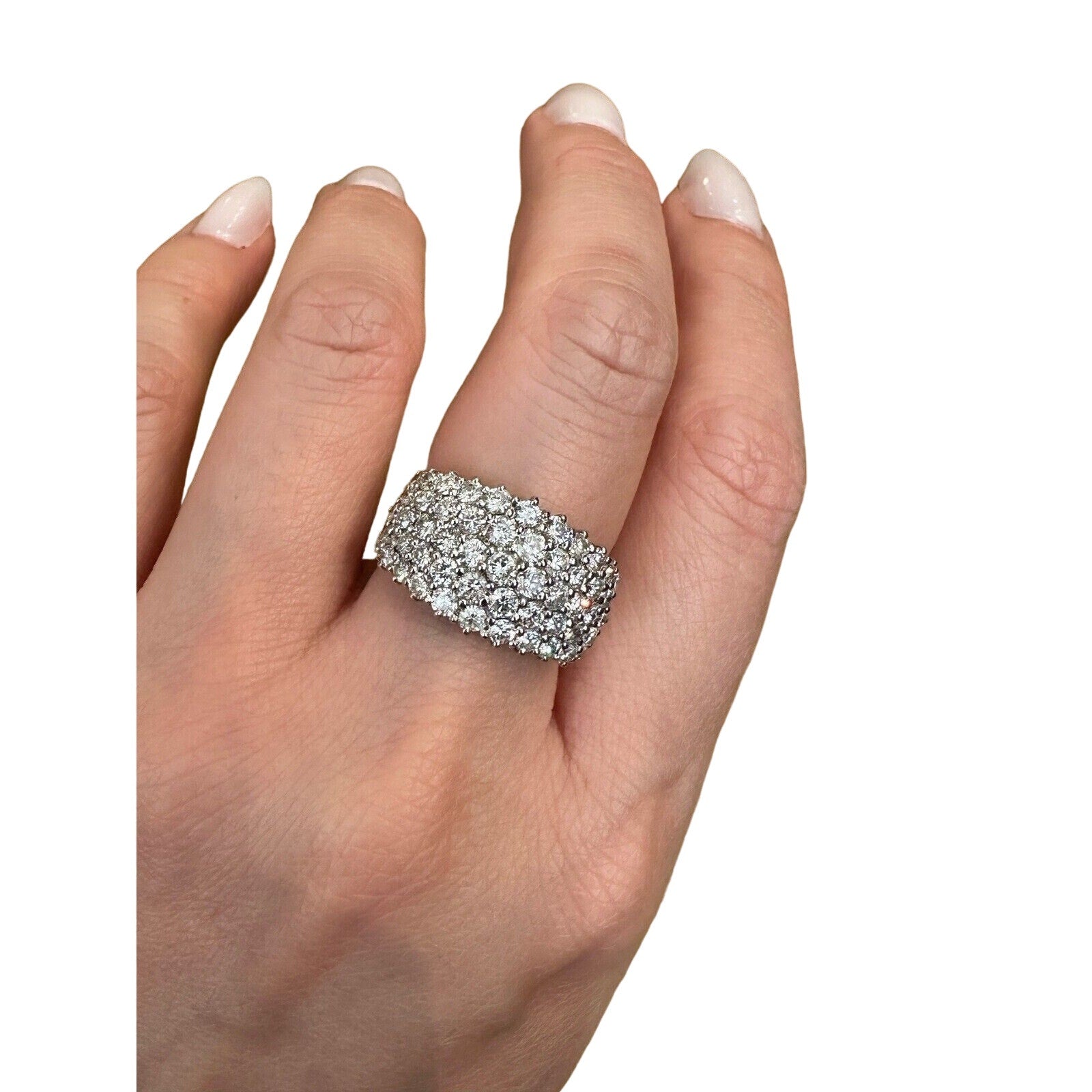 Wide Five Row Pave Diamond Ring 2.64 cttw in Platinum