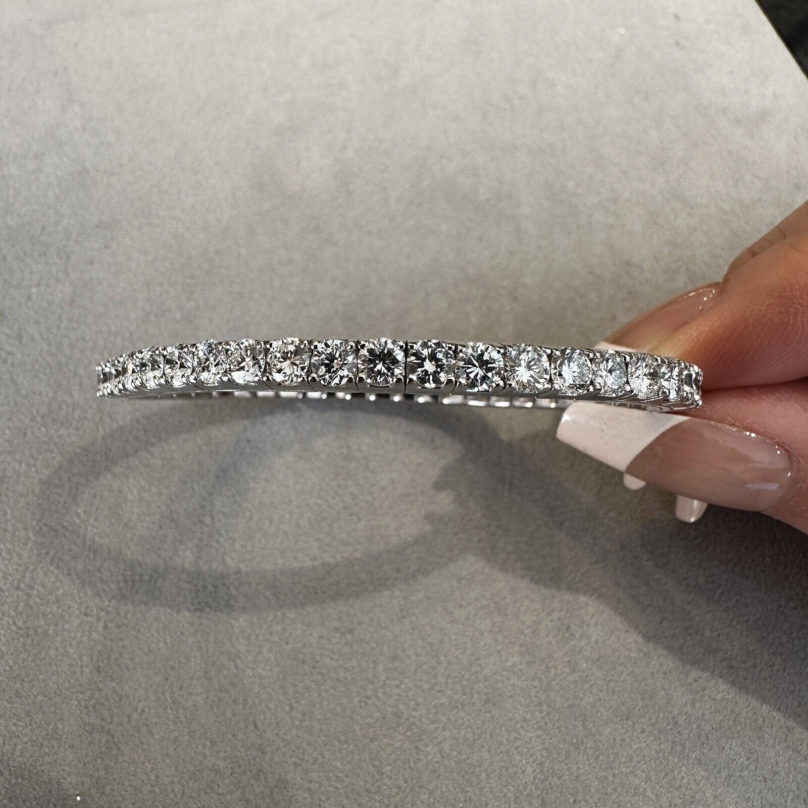 11.45 cttw Diamond Tennis Stretch Bangle Bracelet in 14k White Gold