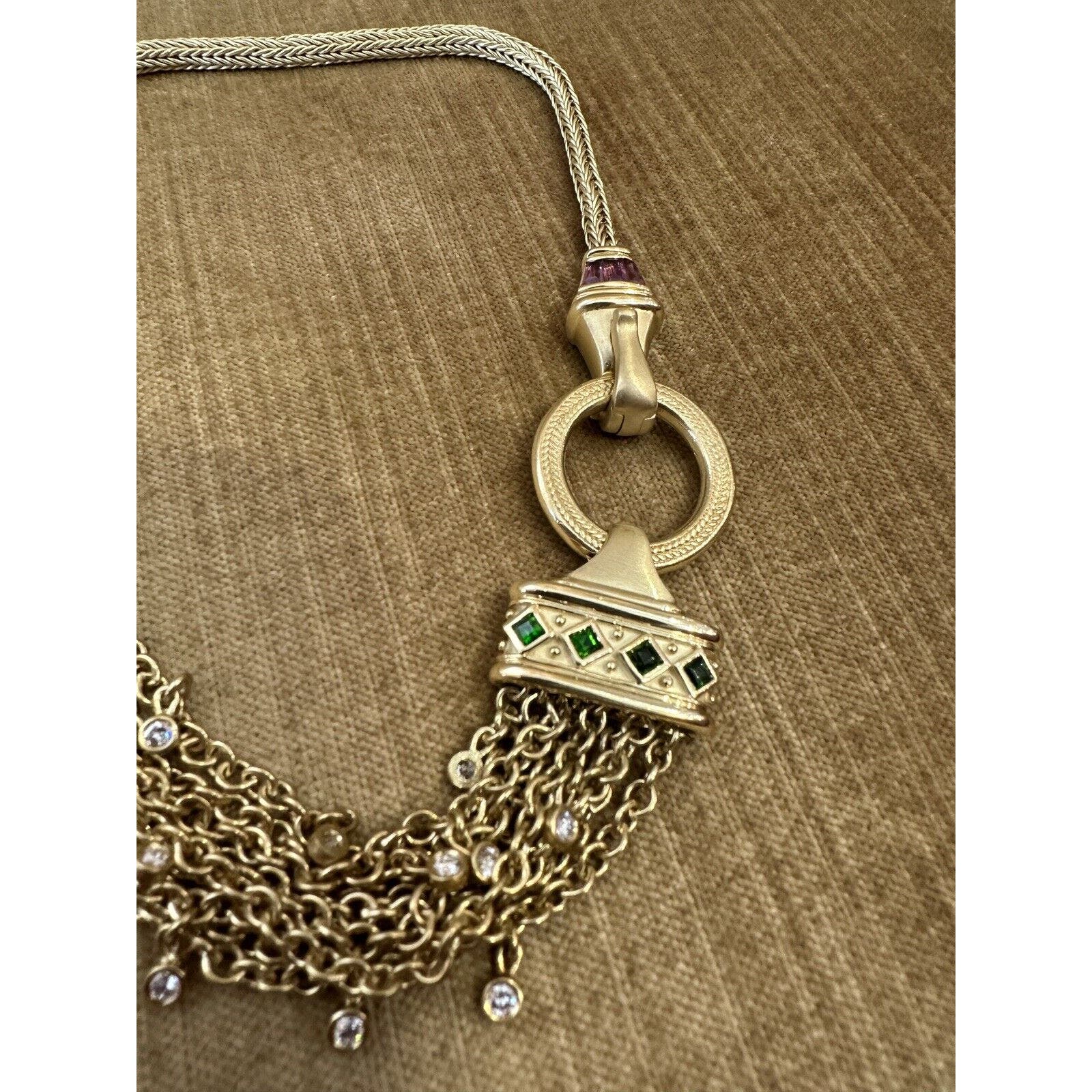 SeidenGang Choker Necklace w/Diamonds and Tourmalines in 18k Yellow Gold-HM2321V