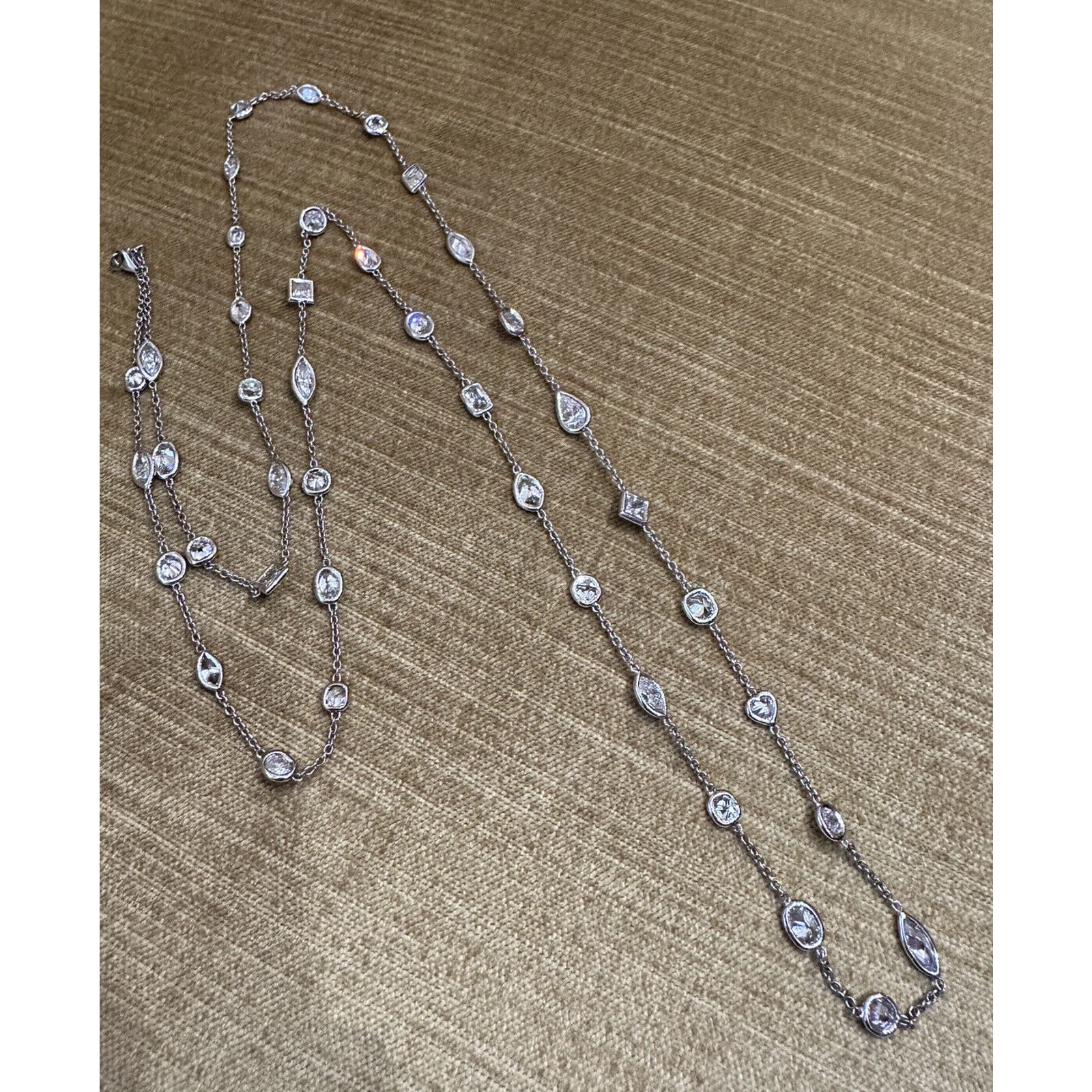 21 cts + Fancy Shape Diamond By the Yard Necklace in Platinum 36 in. - HM2449SB