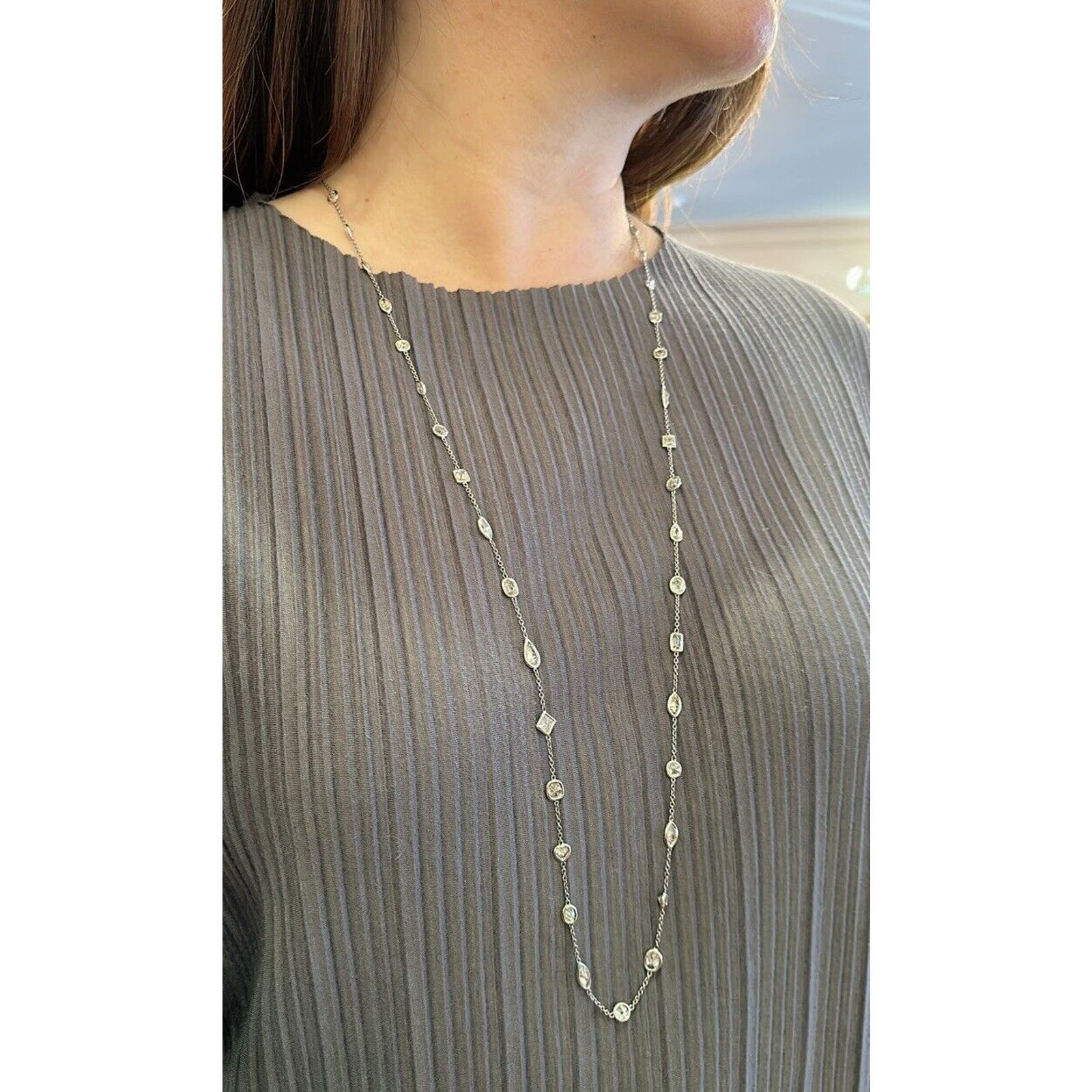 21 cts + Fancy Shape Diamond By the Yard Necklace in Platinum 36 in. - HM2449SB