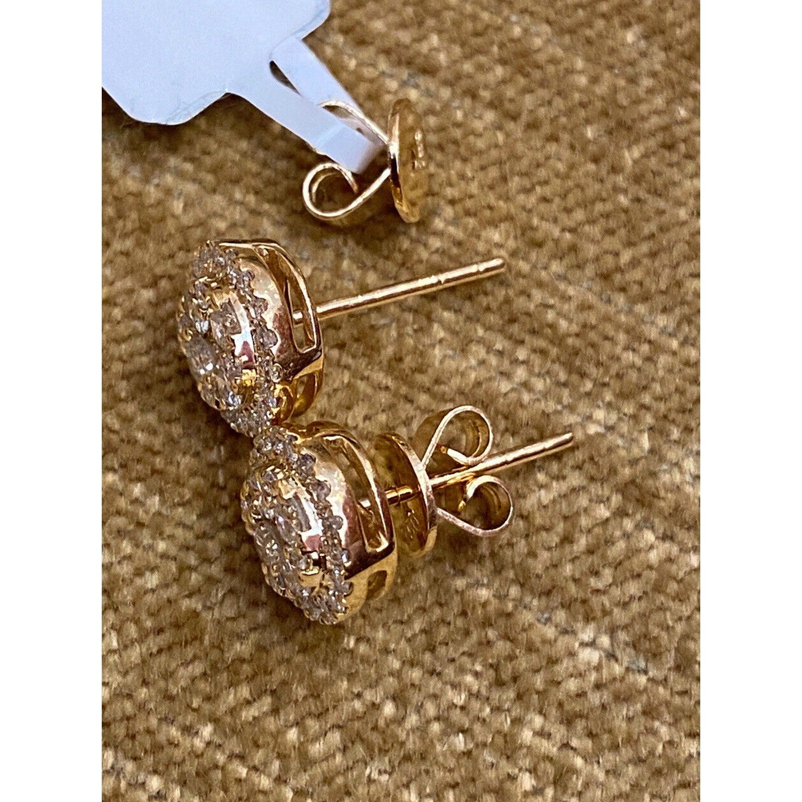 Diamond Cluster Stud Earrings in 18k Yellow Gold