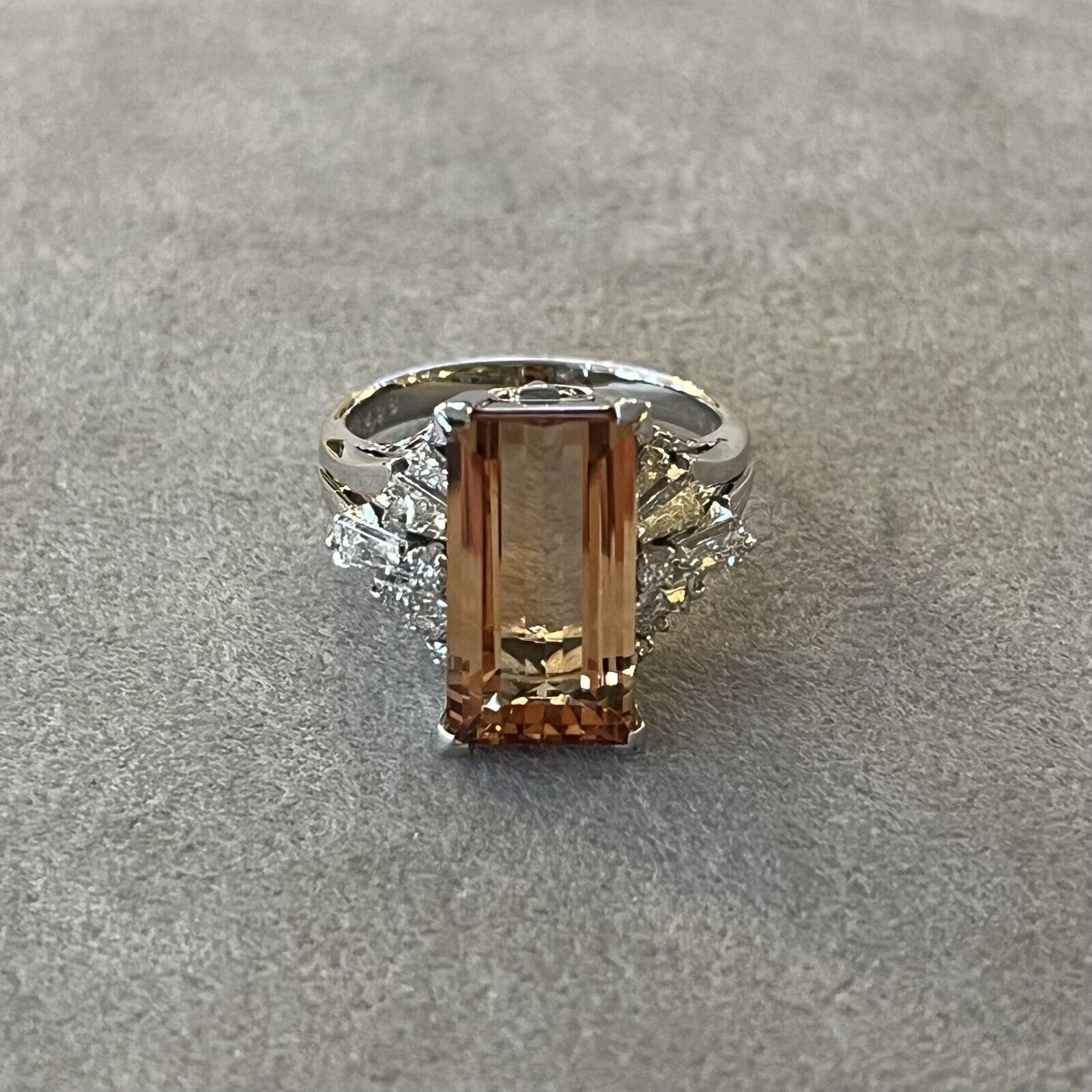 Imperial Topaz 4.98 ct and Diamond Ring in Platinum