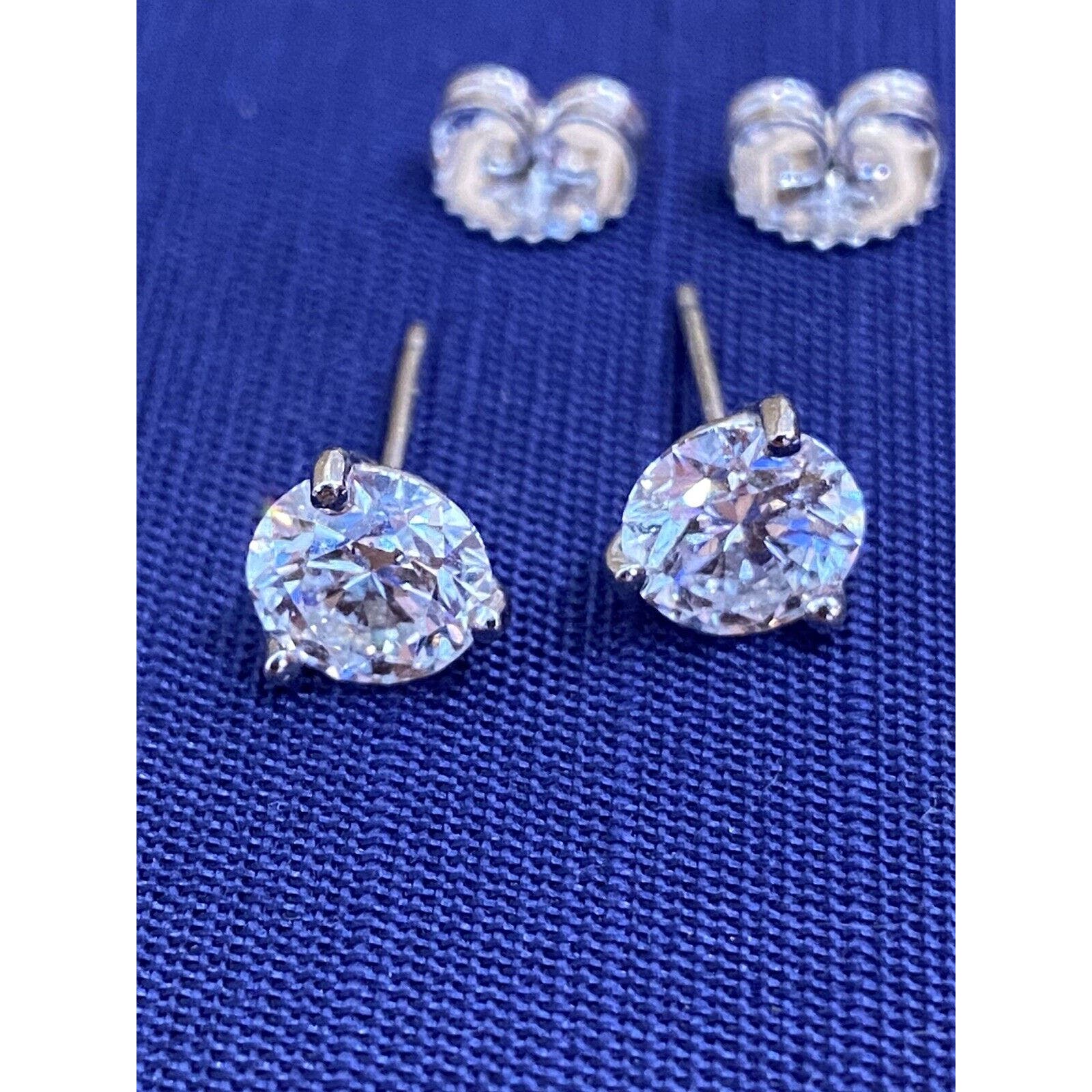Round Diamond Stud Earrings 2.22 Cts. GIA Certified in 18k White Gold - HM2106IA
