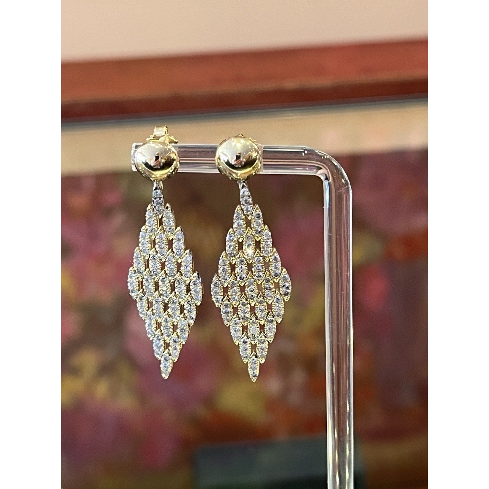 Natural Diamond Drop Earrings 1.50 cttw in 18k Yellow Gold