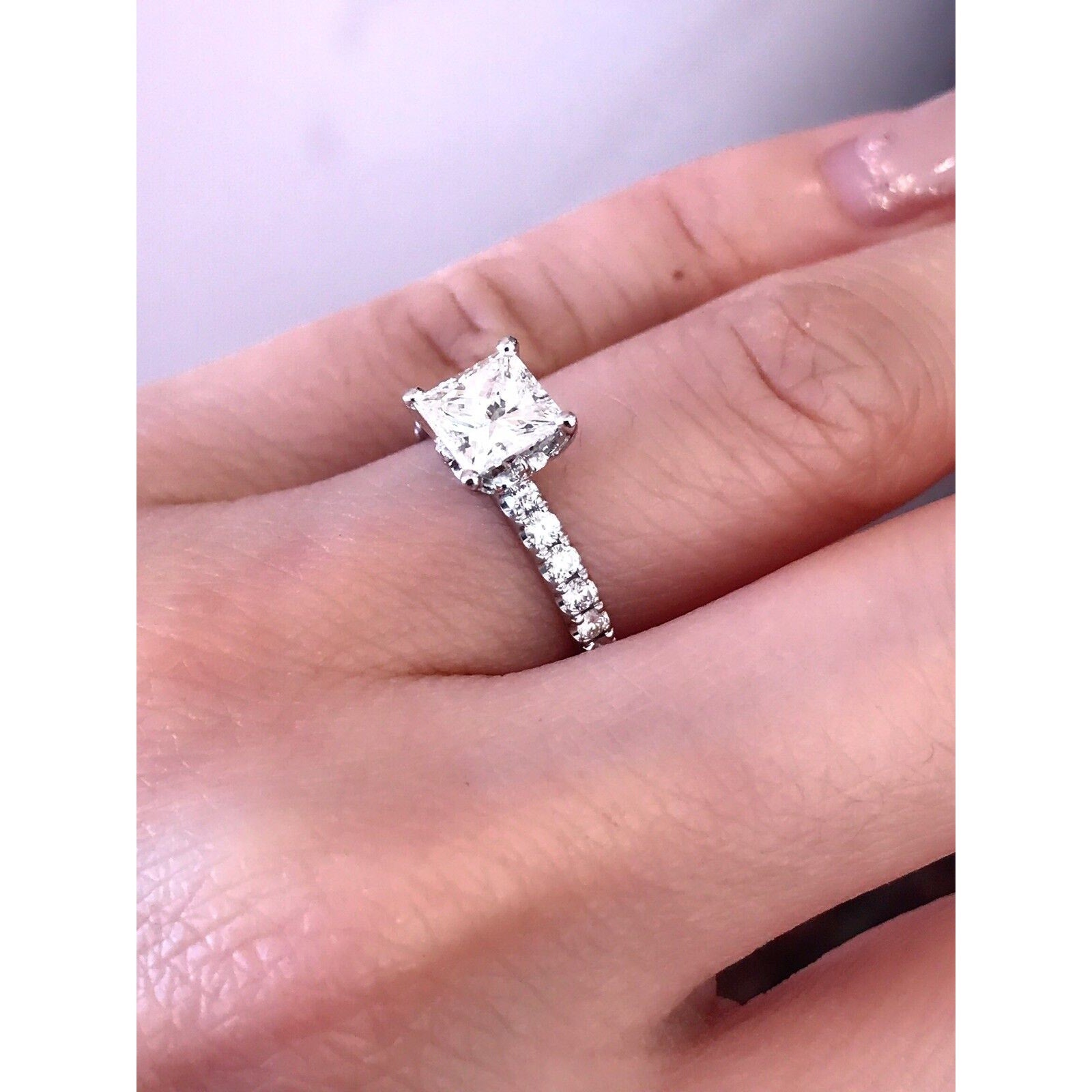 GIA 1.20 ct Princess Cut Diamond J-SI1 in 18k White Gold Diamond Ring