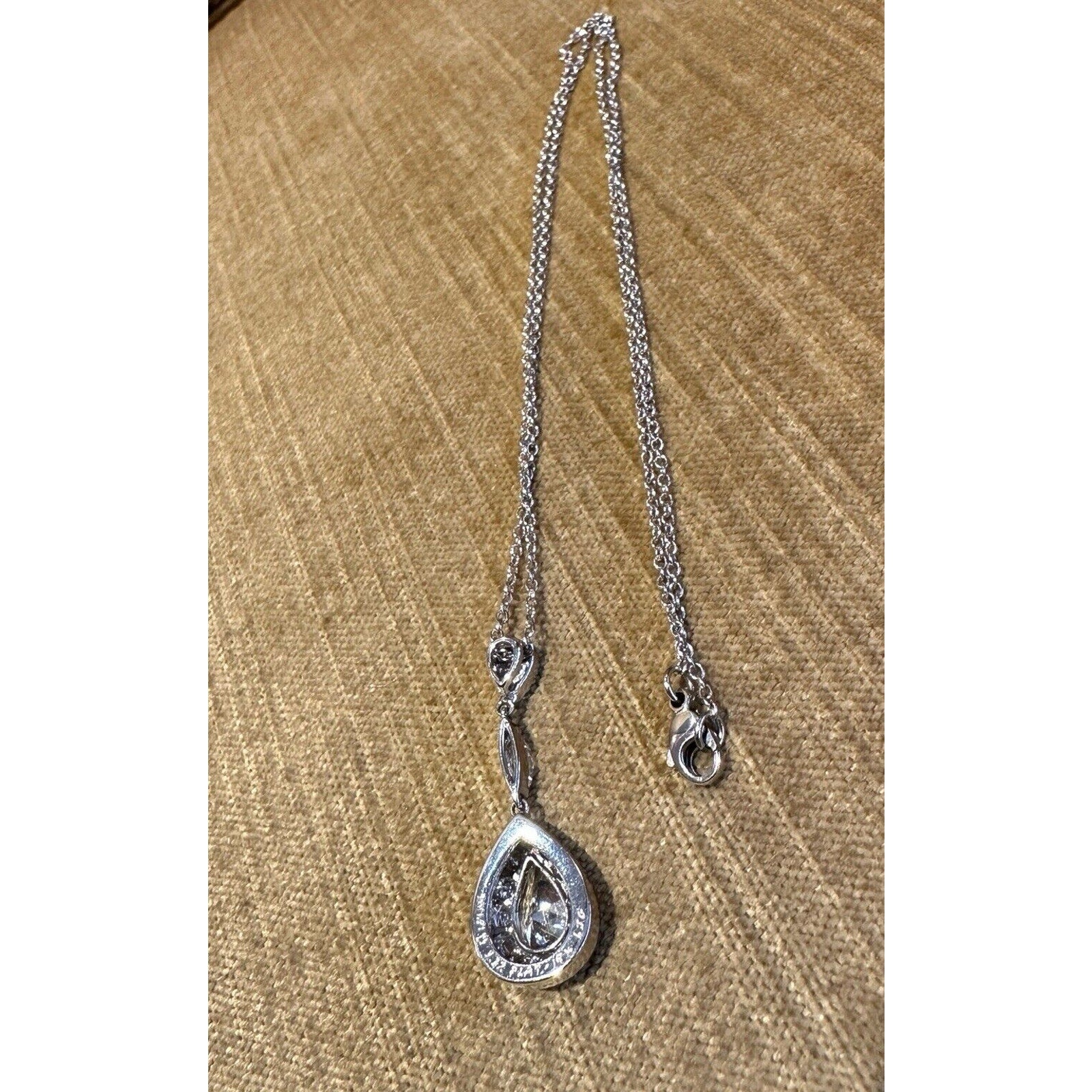 GIA 1.12 carat Pear Shape Diamond F-SI1 in Platinum/18k White Gold Pendant Necklace