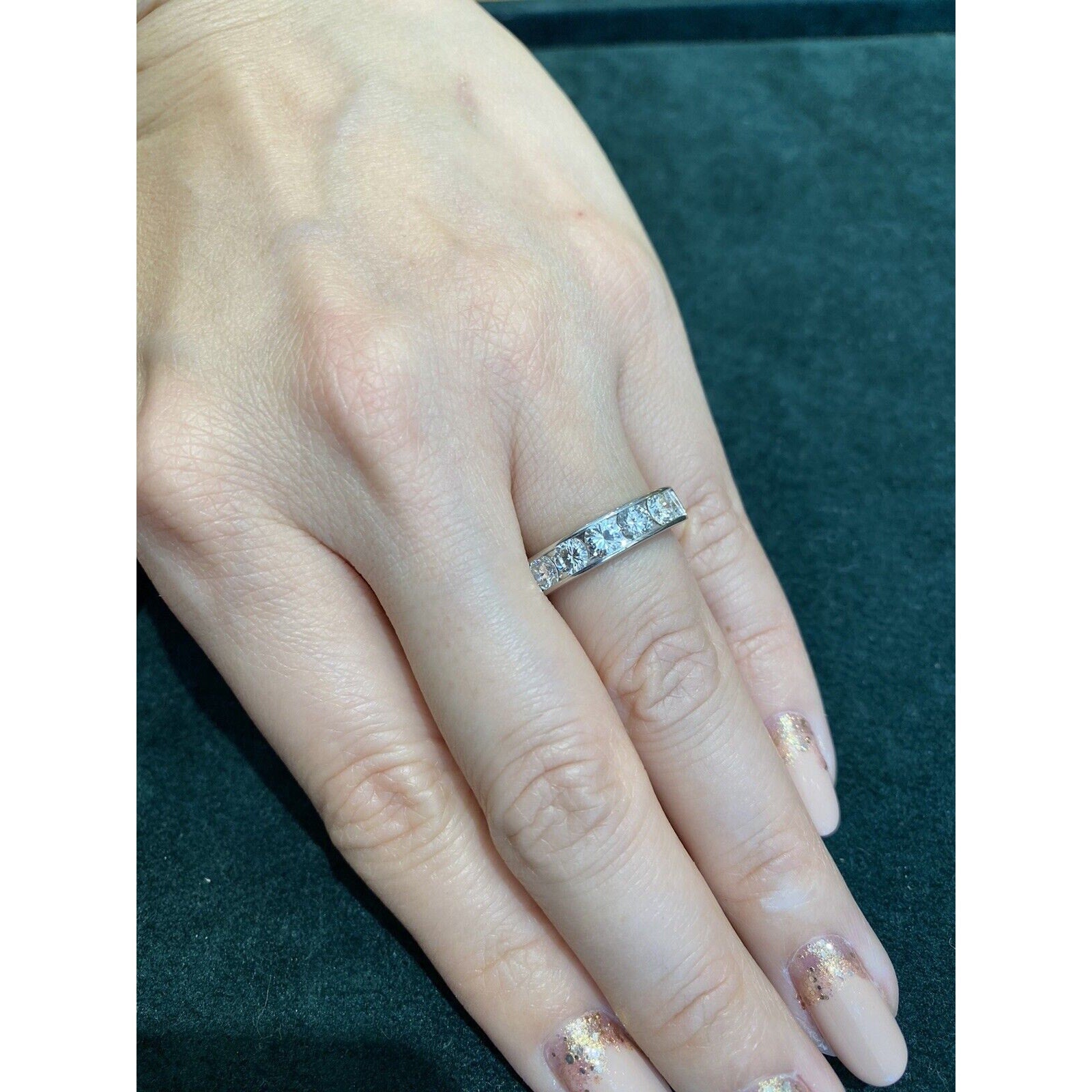 7 Diamond 1.50 cttw Half Eternity Band Ring in 18k White Gold