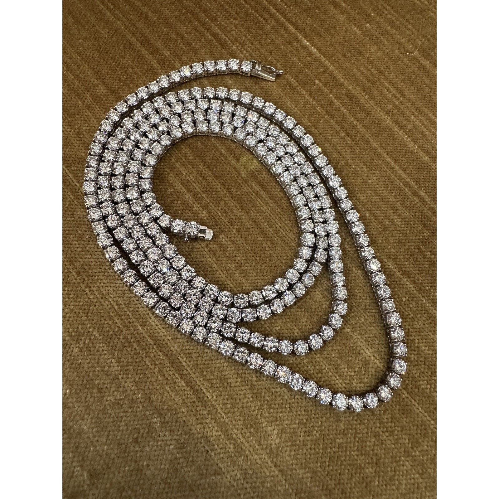32.96 ct Diamond Long Tennis Necklace in 18k White Gold 31.5 inches - HM2454AA