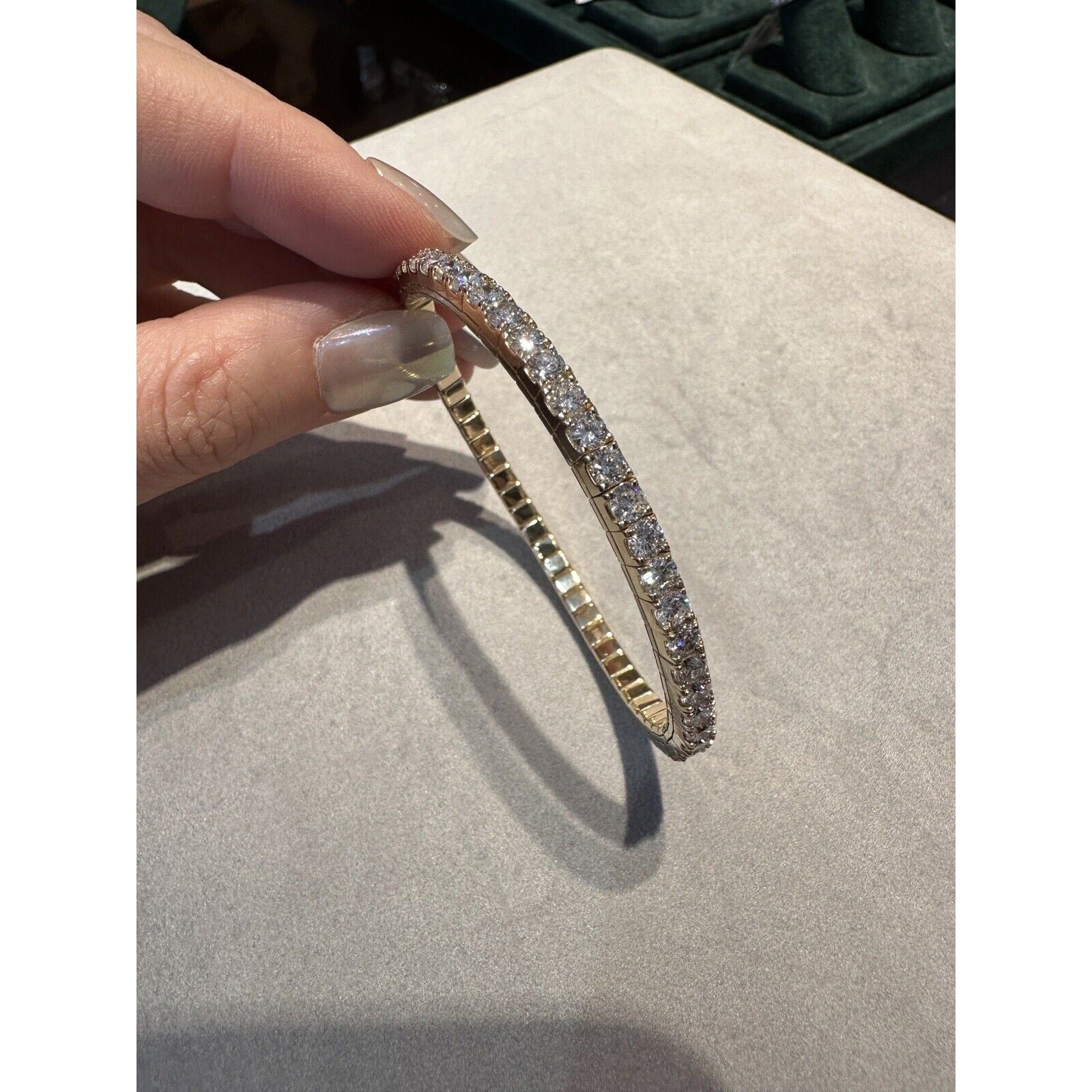 Natural Diamond Tennis Stretch Bracelet 7.72 cttw in 14k Yellow Gold