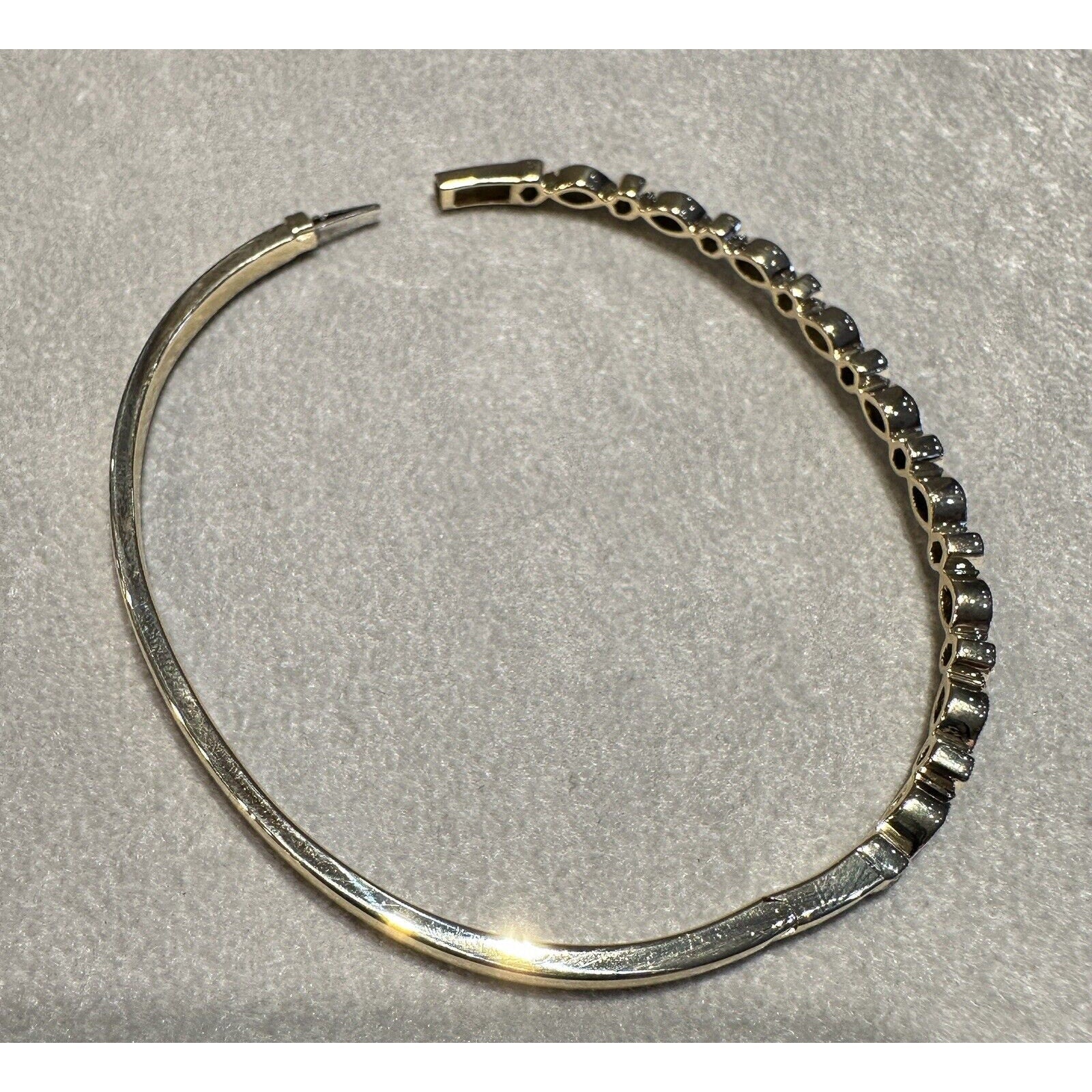 Natural Diamond Hinged Bangle Bracelet-Oval Shape-in 18k Yellow Gold