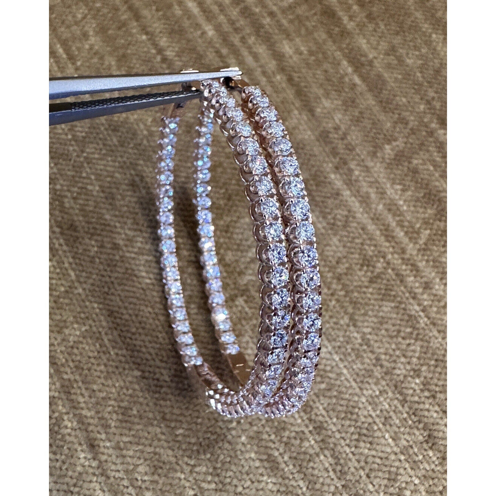 Large Round Diamond Hoop Inside Out Earrings 2.23cttw 18k Rose Gold - HM2512SR