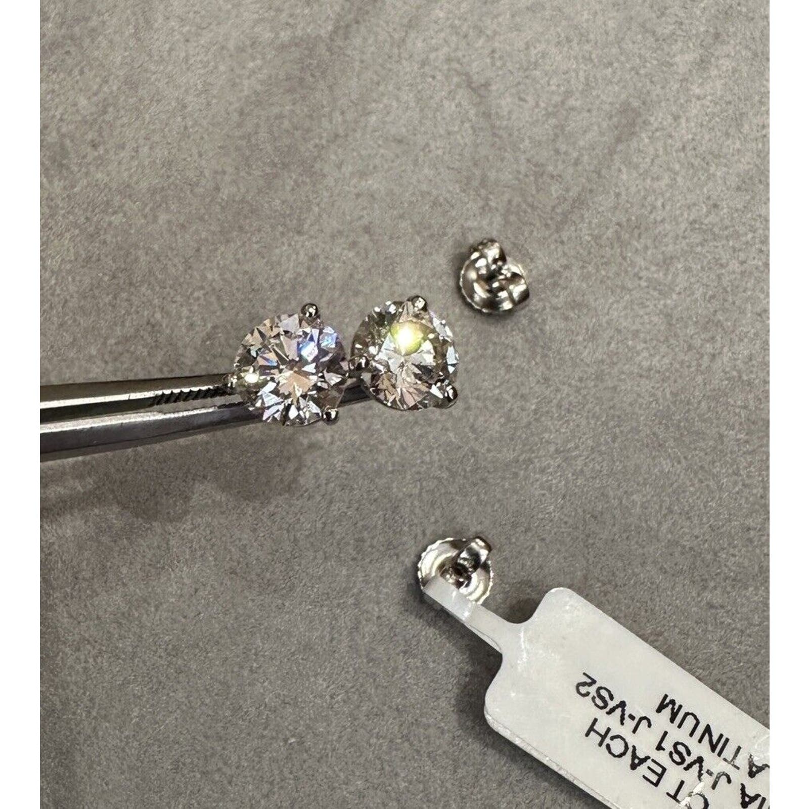GIA 3.00 cttw Natural Round Diamond Studs J-VS1/J-VS2 in Platinum - HM2543NV