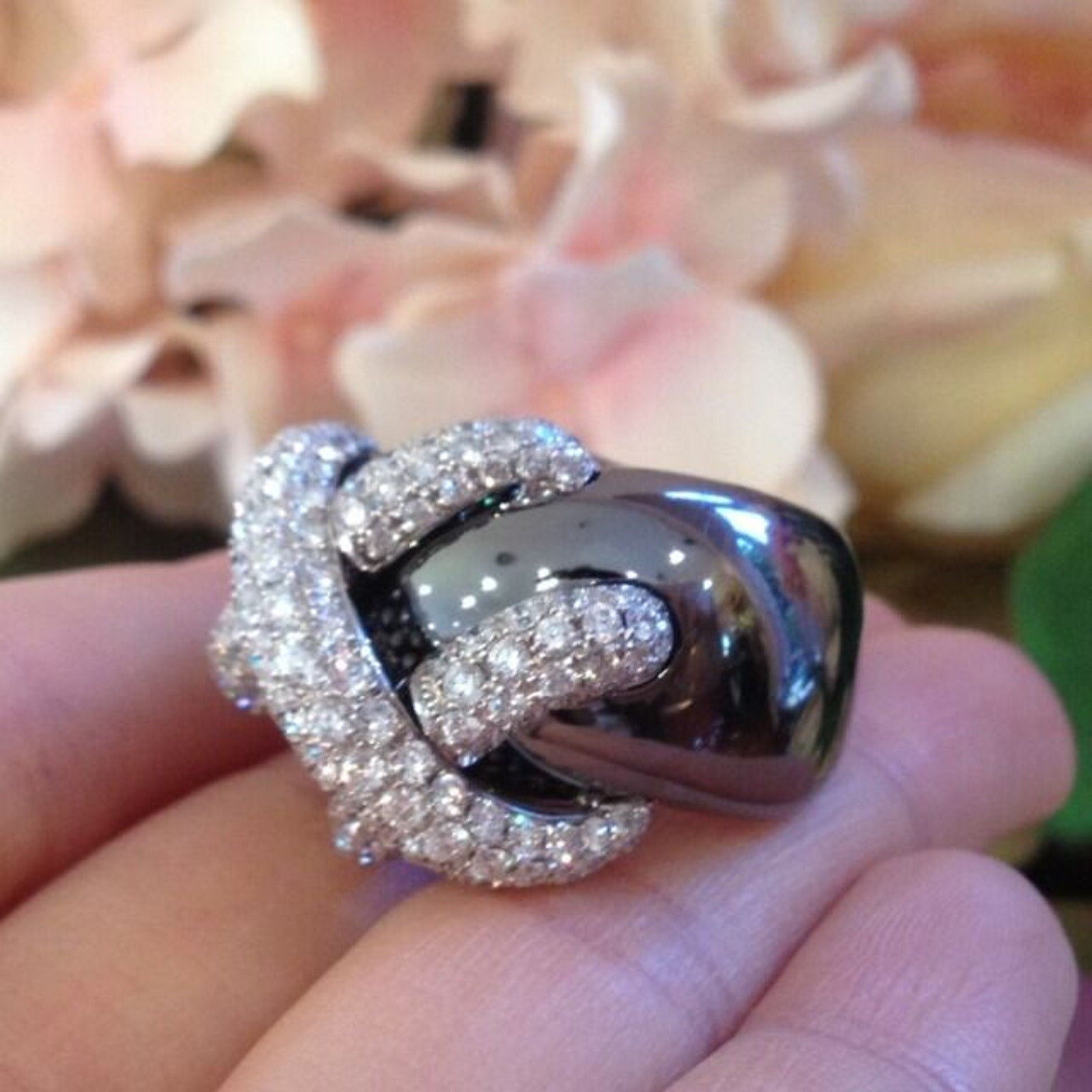 Wide Pave Diamond Crossover Band Ring 3.83 cttw in 18k Gold