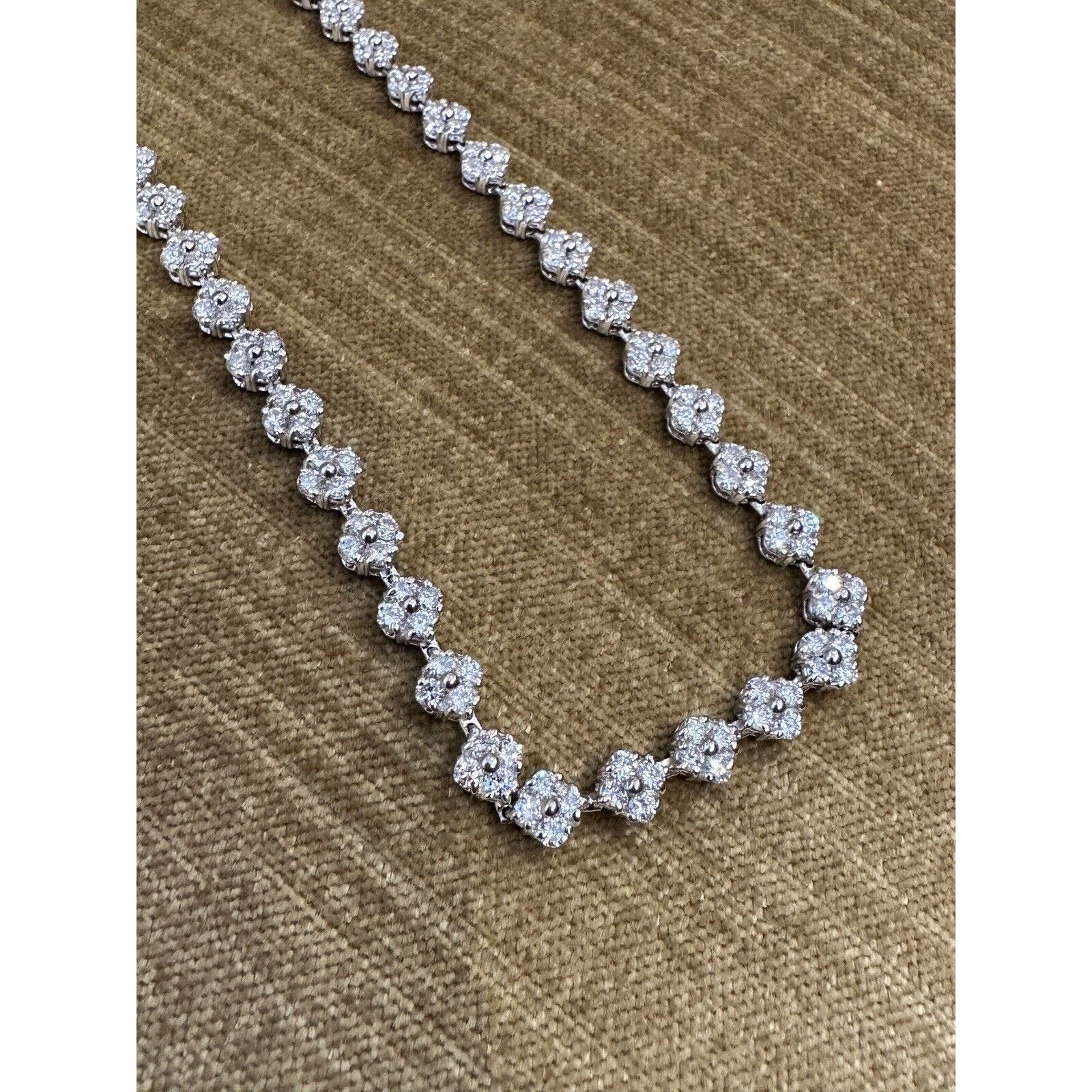 Floret Cluster Diamond Choker Necklace 10.34 cttw in Platinum- HM2409EV