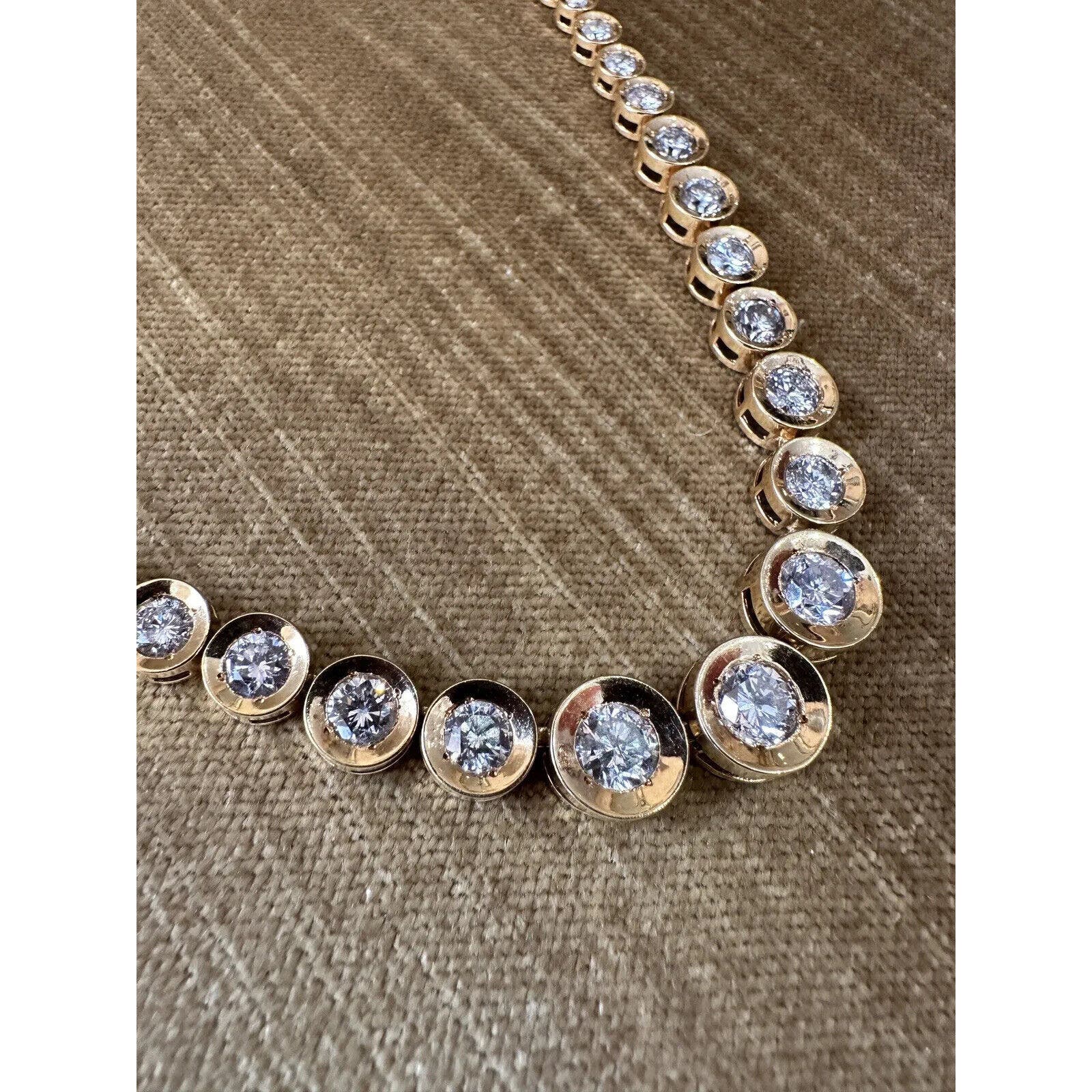 10.00 carats TW Diamond Tennis Necklace in 18k Yellow Gold 15 5/8" - HM2454ZI