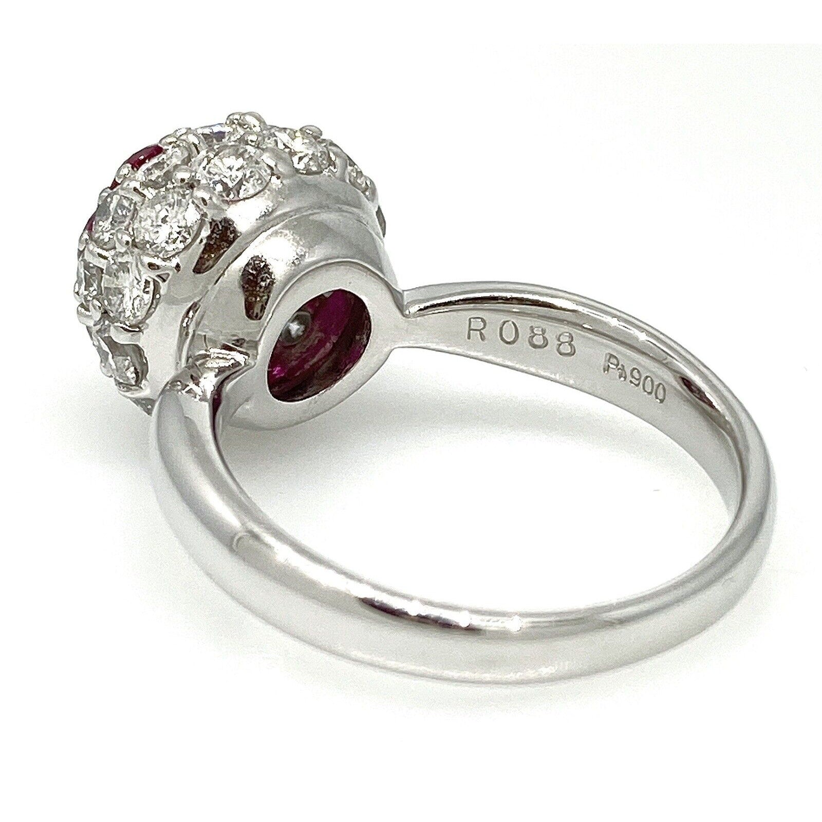 Diamond and Ruby Pave Flower Ball Ring in Platinum
