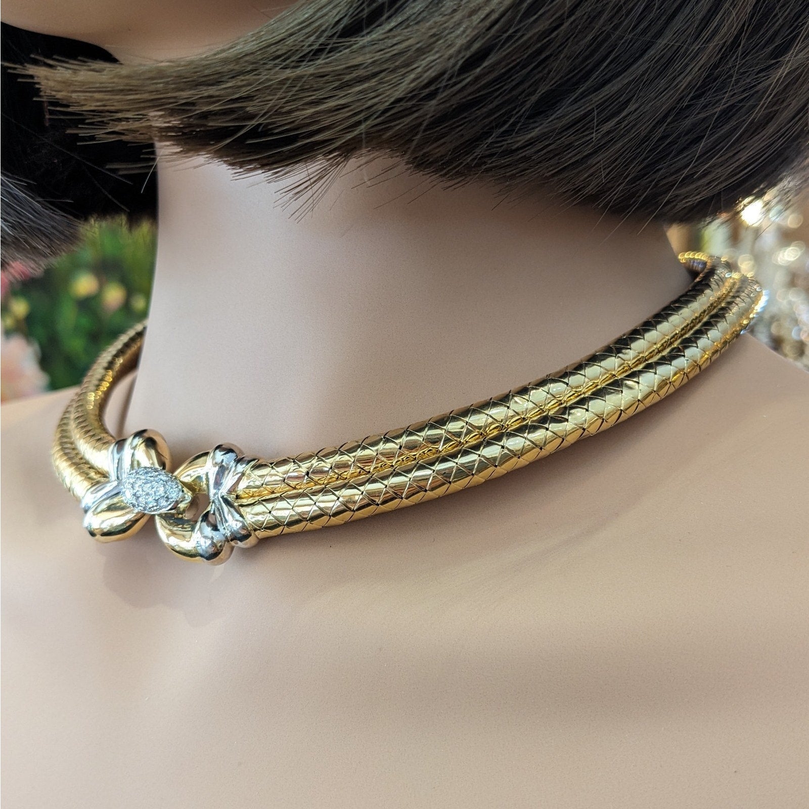 Diamond and 18k Gold Choker Necklace - Italian Maker -