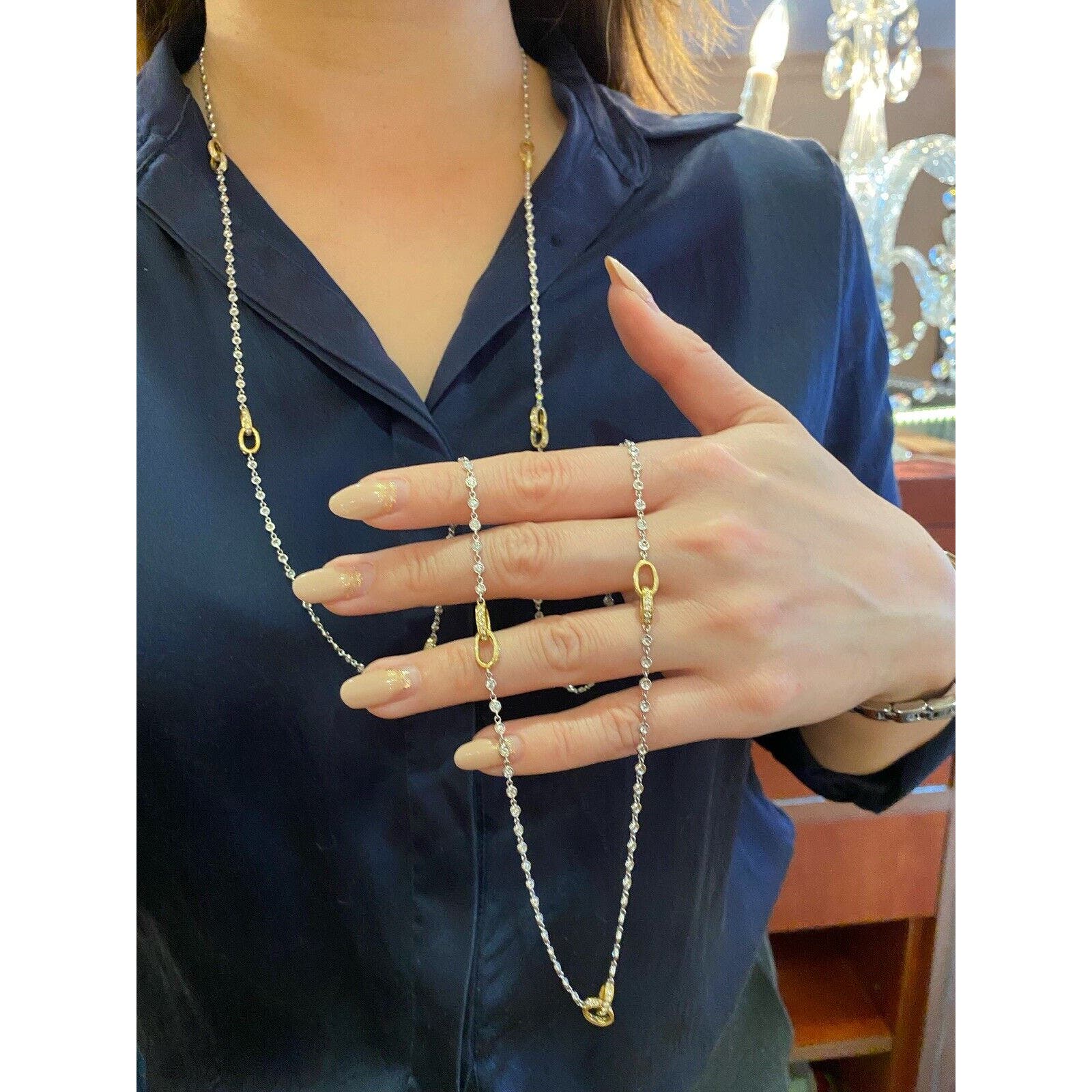 49" Diamond By the Yard Necklace with 8.00 ct TW 18k White/Yellow Gold-HM2203V5