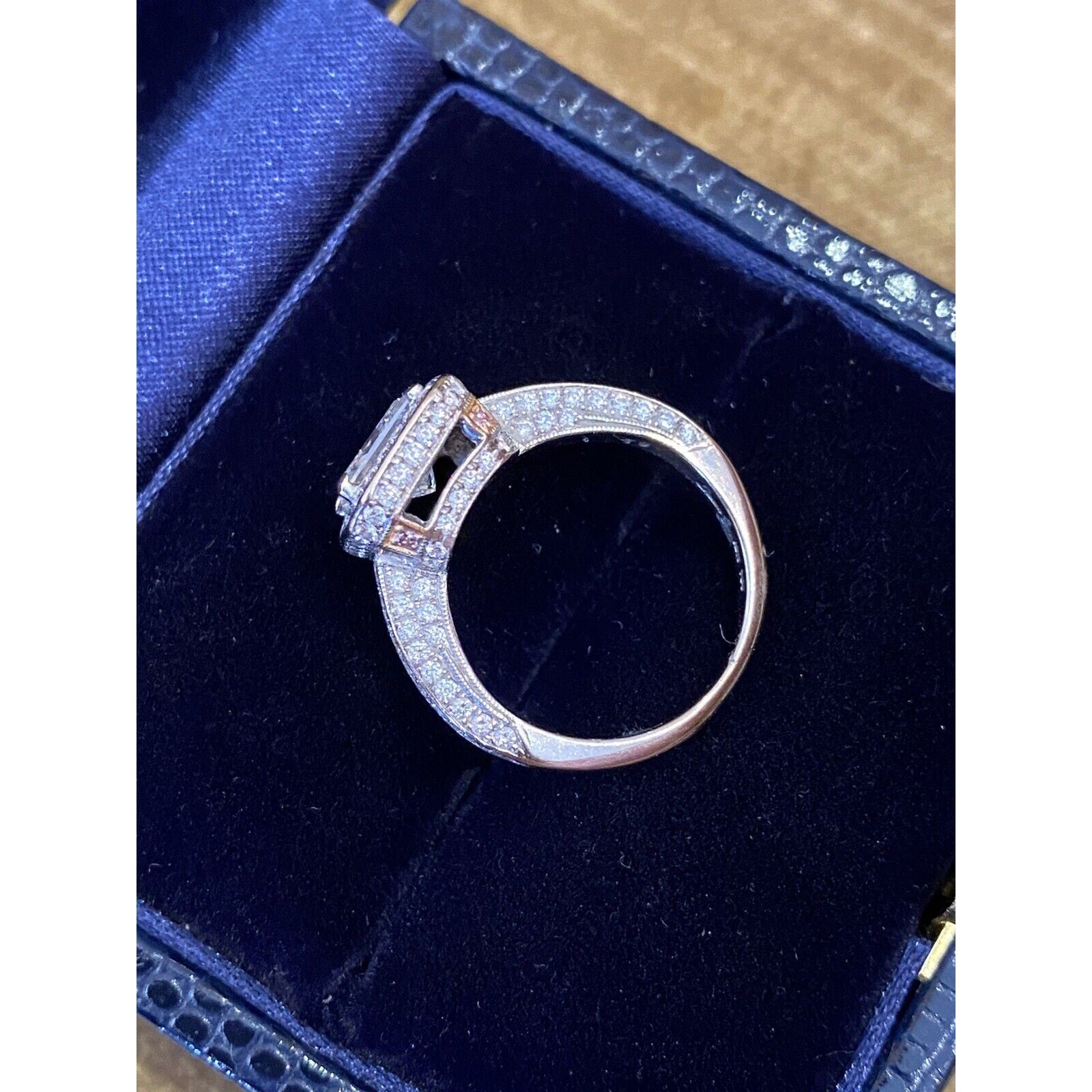 GIA 1.00 ct Princess cut Halo Diamond Ring in 18k White Gold - HM1921B