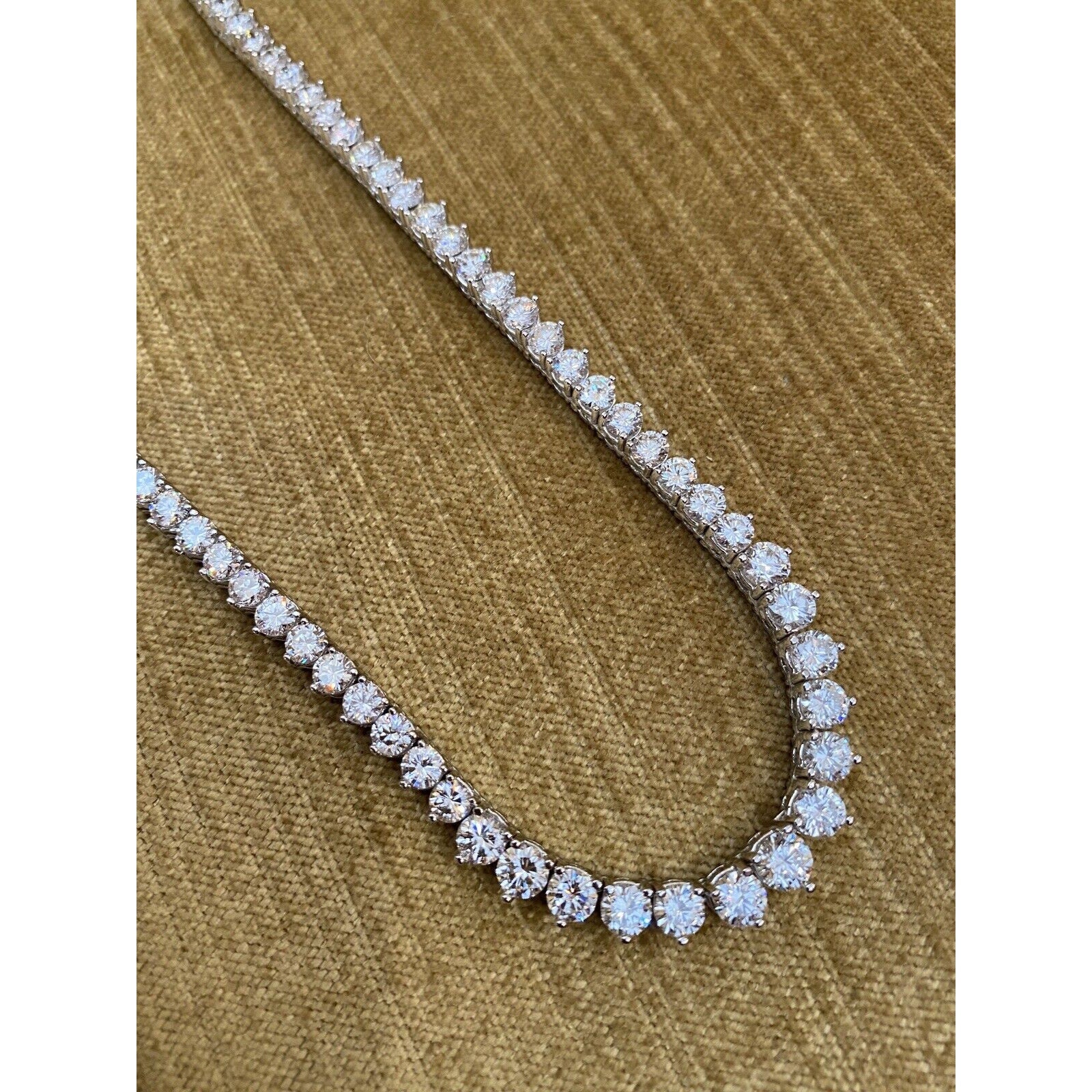 15 in Graduated Diamond Riviera Necklace 19.45 cttw in 14k White Gold