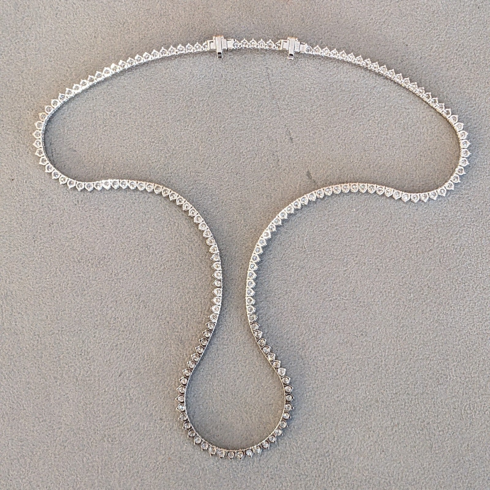 Natural Diamond Tennis Necklace in 14k White Gold 7.62cttw 16.5 in.