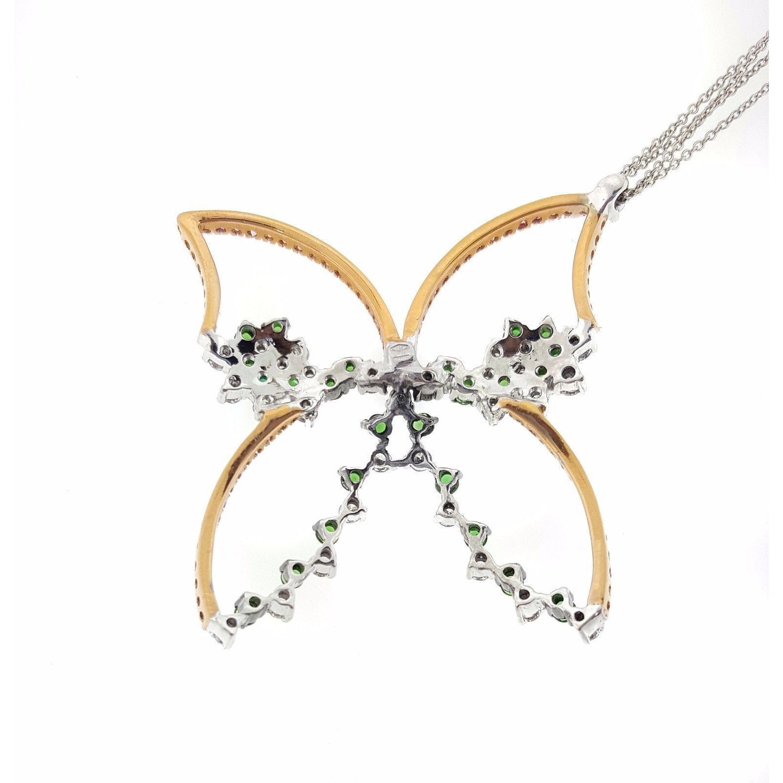 Piero Milano Pink Sapphire and Diamond Butterfly Necklace 18k Gold