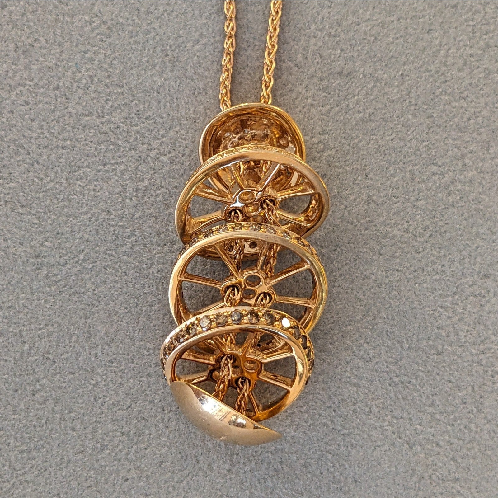 iO Si Italy Diamond Bauble Pendant Necklace in 18k Rose Gold