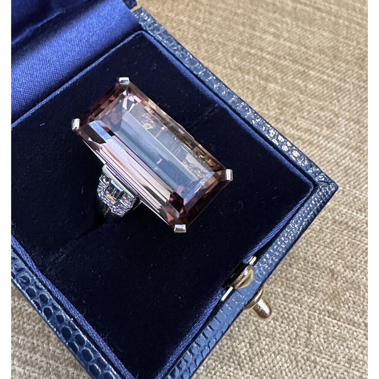 Large 26.97 carat Tourmaline and Diamond Ring in 18k White Gold - HM2415E