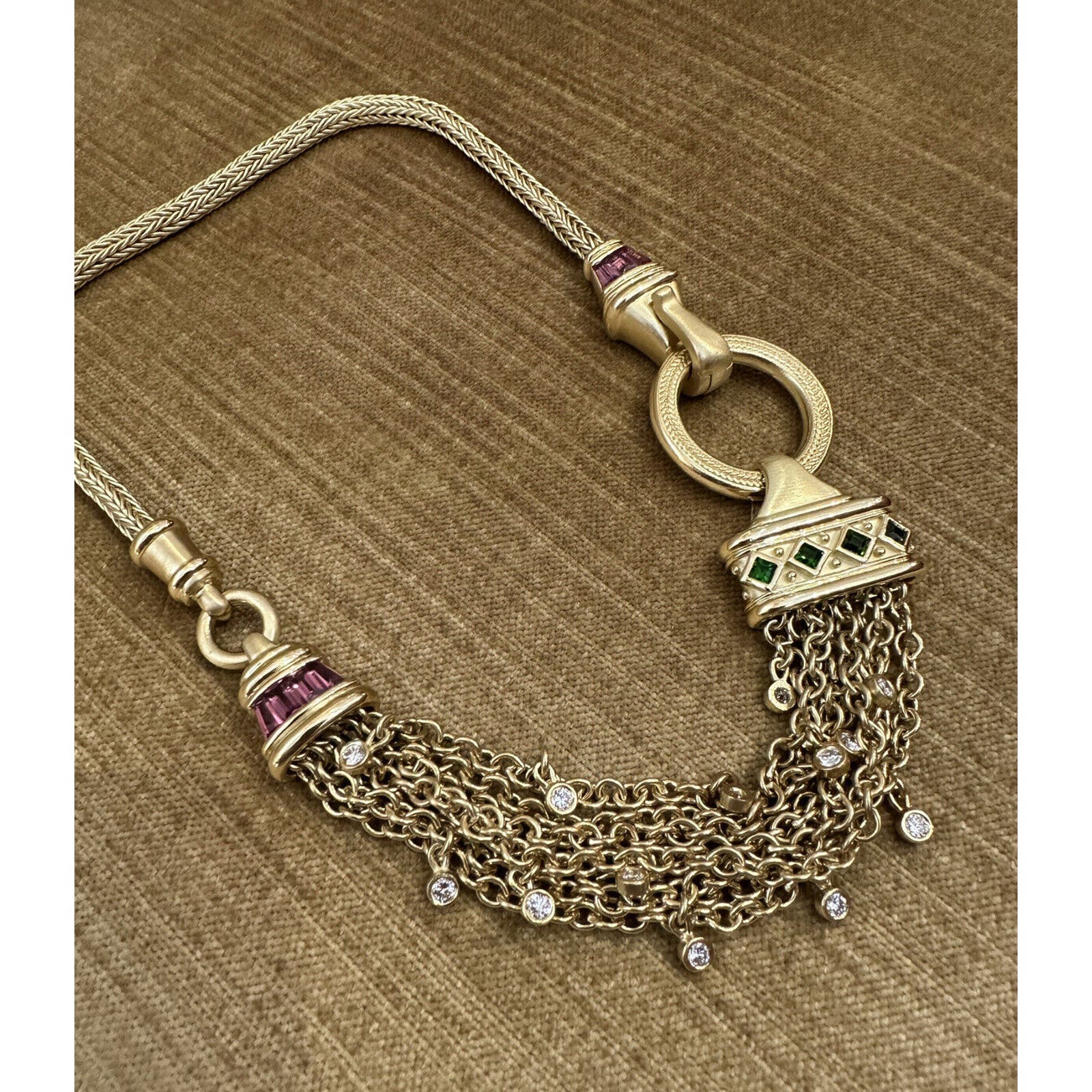 SeidenGang Choker Necklace w/Diamonds and Tourmalines in 18k Yellow Gold-HM2321V