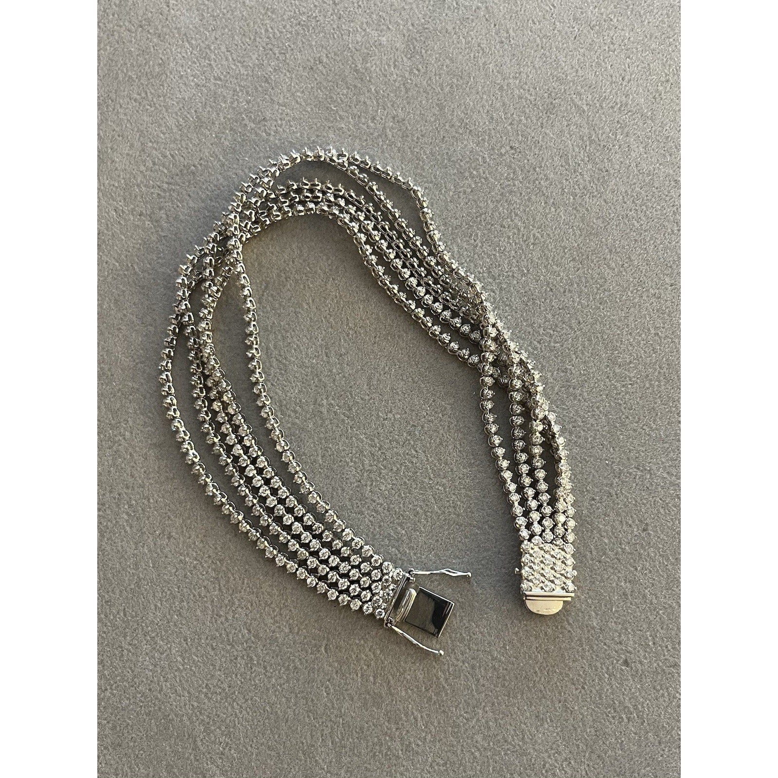 Five Strand Round Diamond Tennis Bracelet 5.00 cttw in Platinum