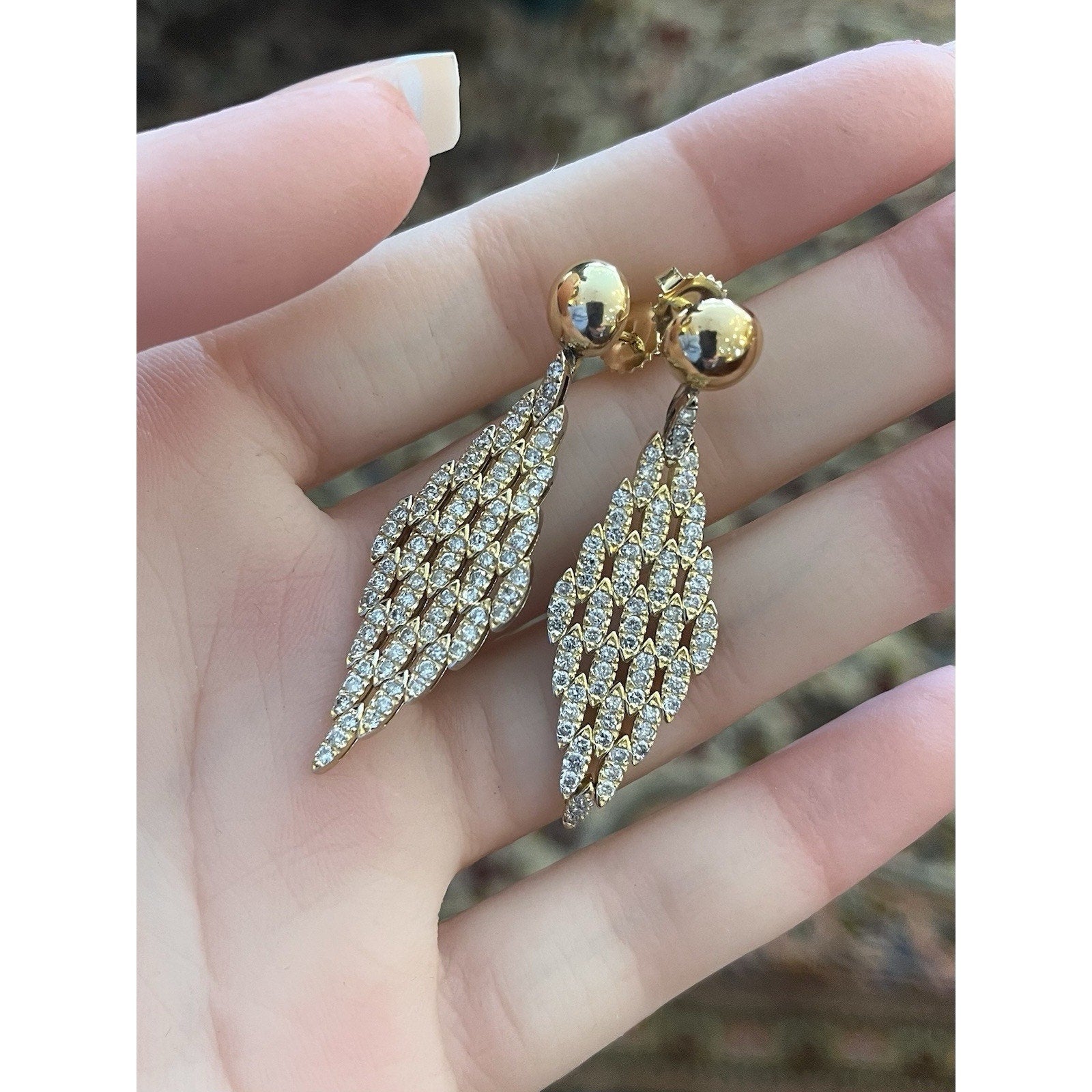 Natural Diamond Drop Earrings 1.50 cttw in 18k Yellow Gold