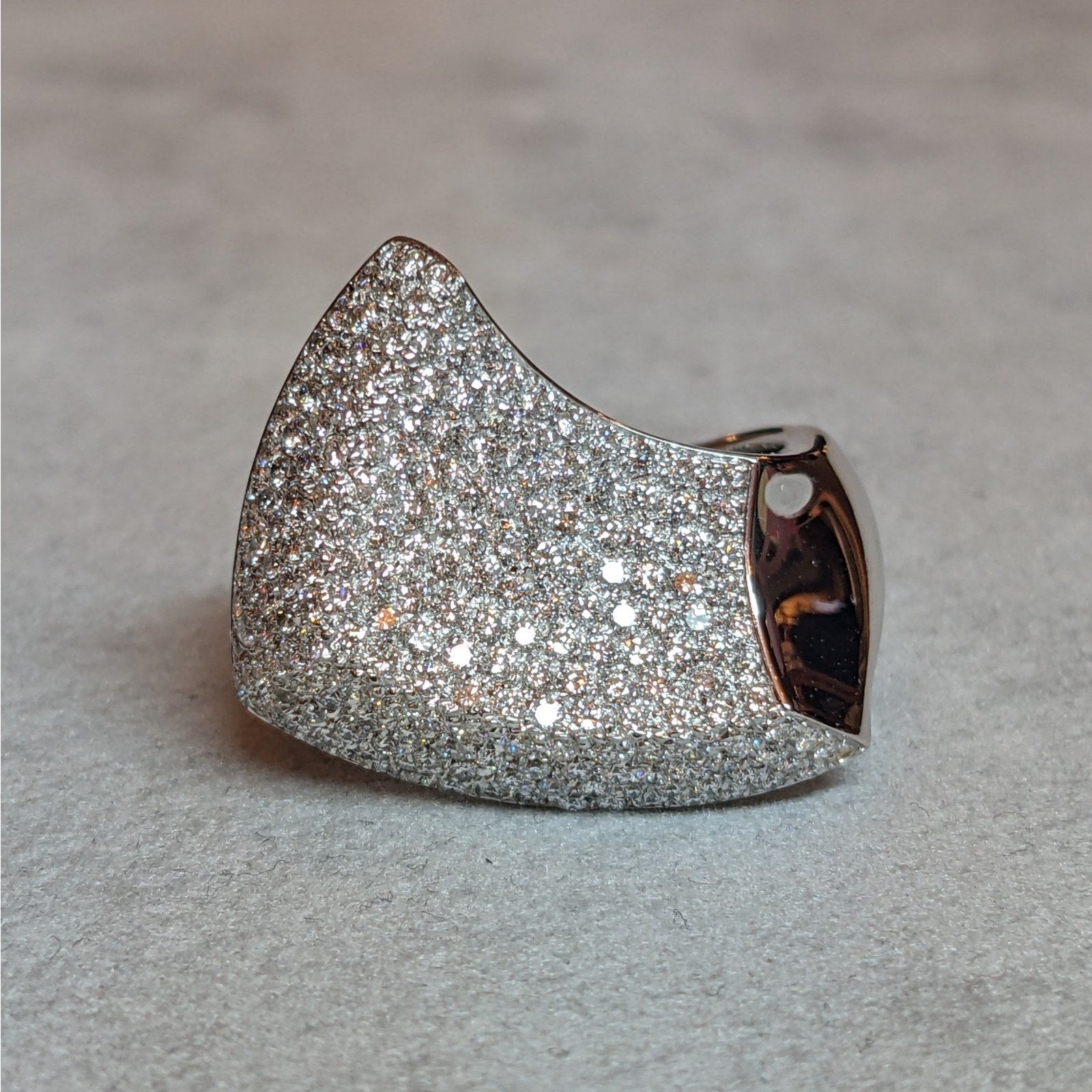 Pave Diamond Cocktail Ring in 18k White Gold