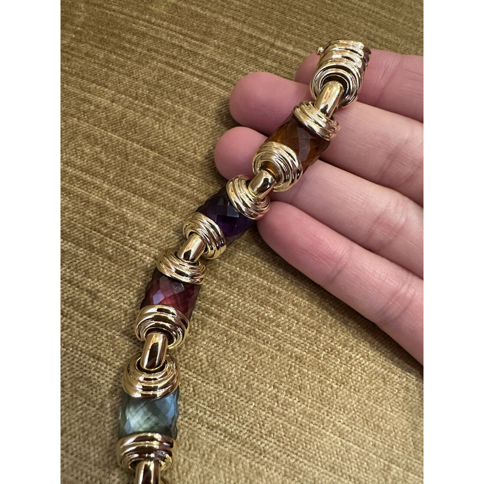 MultiColor Gemstone Statement Bracelet in 18k Yellow Gold - HM2427BS