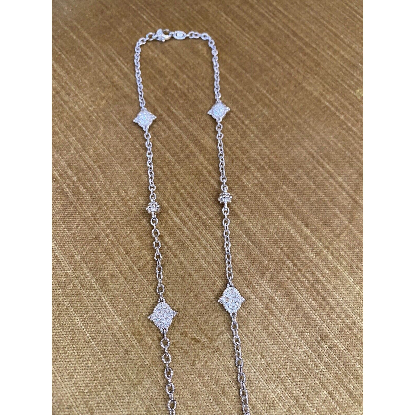 Judith Ripka 35" Long Pave Diamond Station Necklace in 18k White Gold -HM2258BB