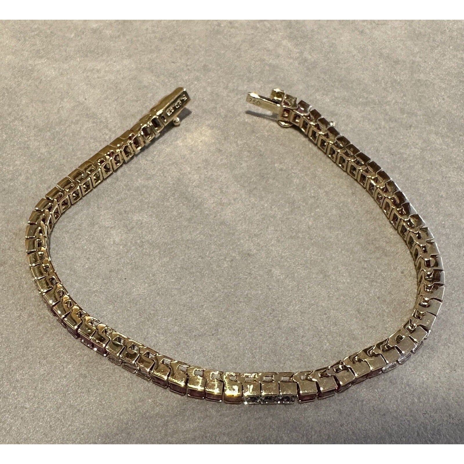 Ruby and Diamond Vintage Line Tennis Bracelet in 18k Yellow/White Gold