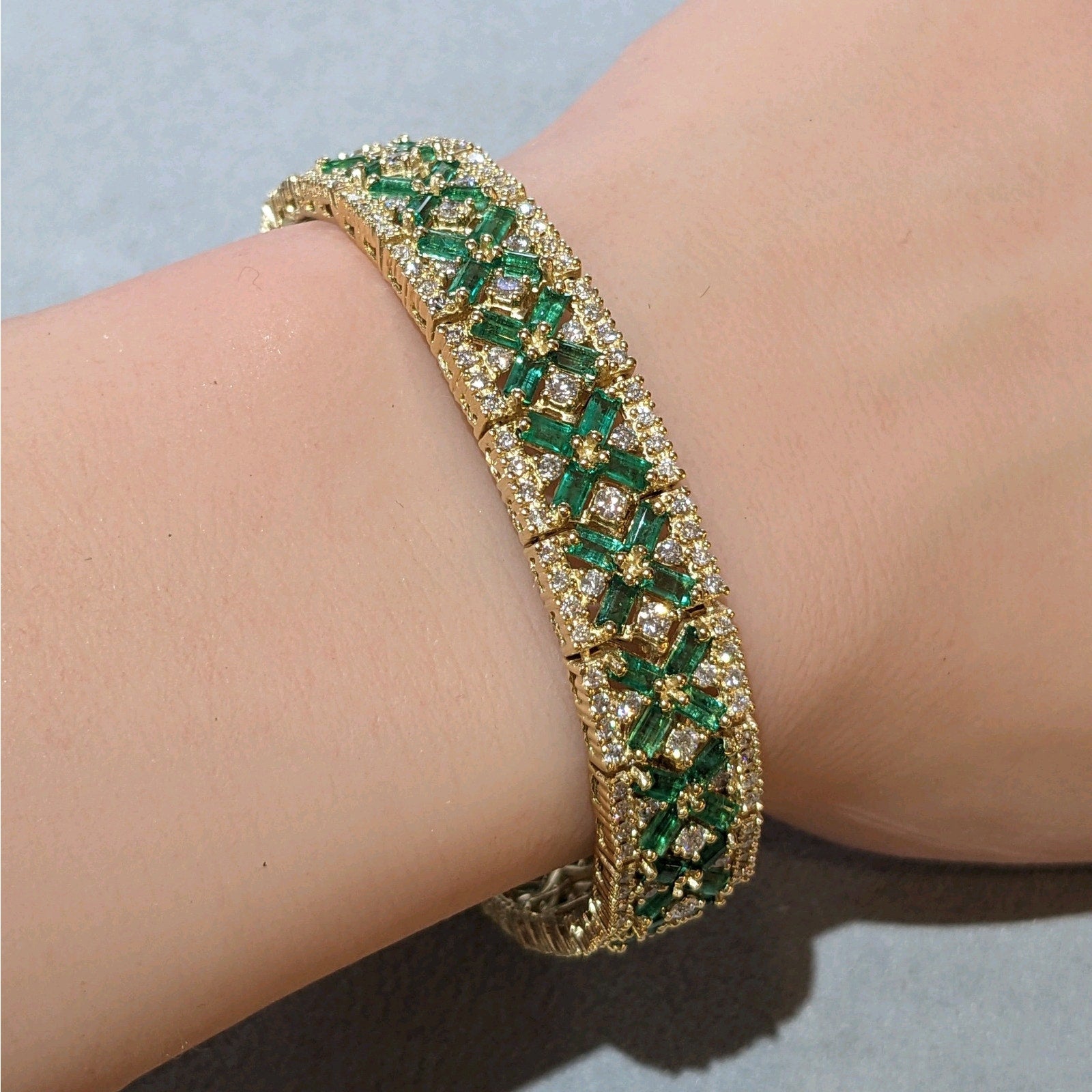 EFFY Emerald and Diamond Set - Necklace/Bracelet/Ring in 14k Yellow Gold