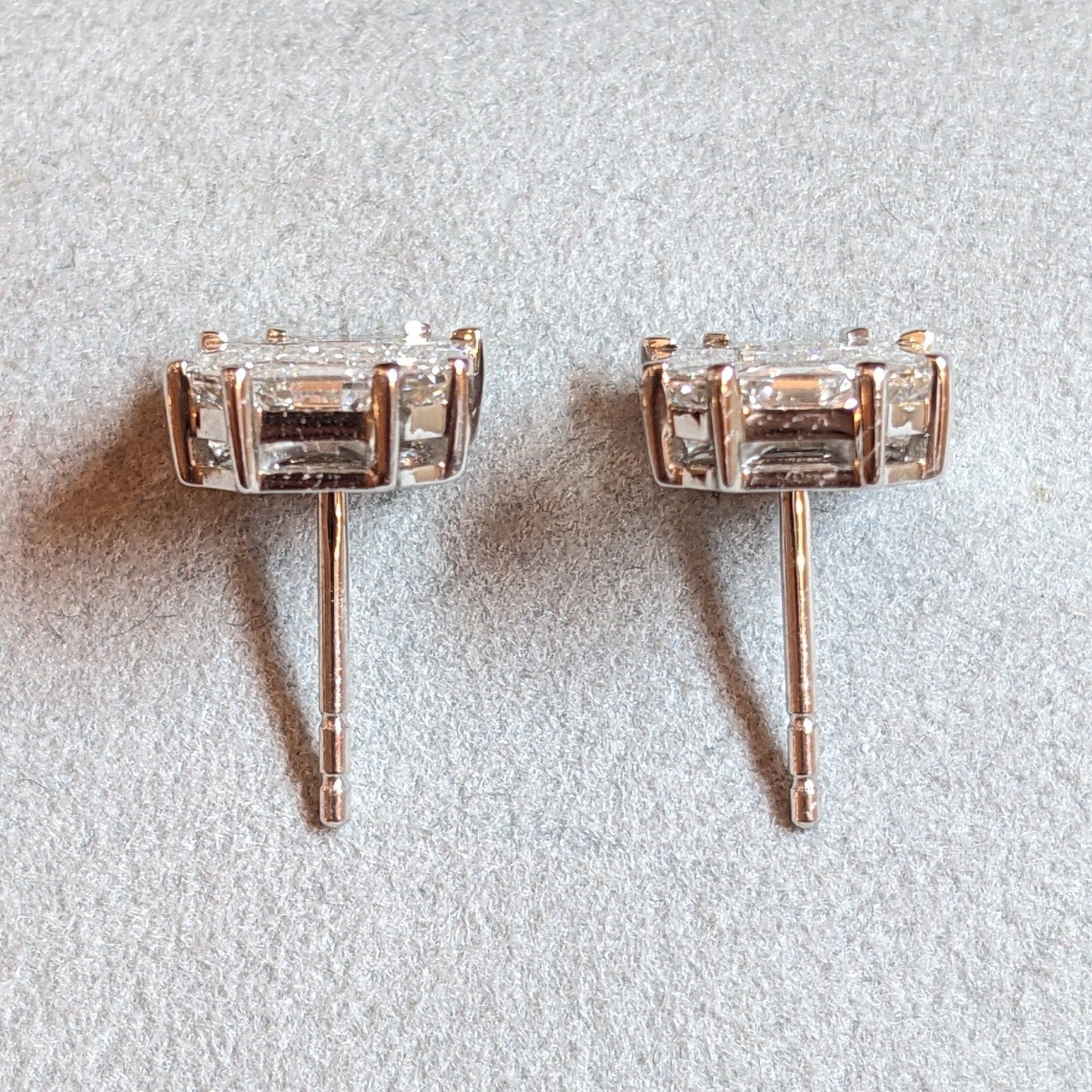 Large Illusion set Natural Diamond Stud Earrings in 18k White Gold