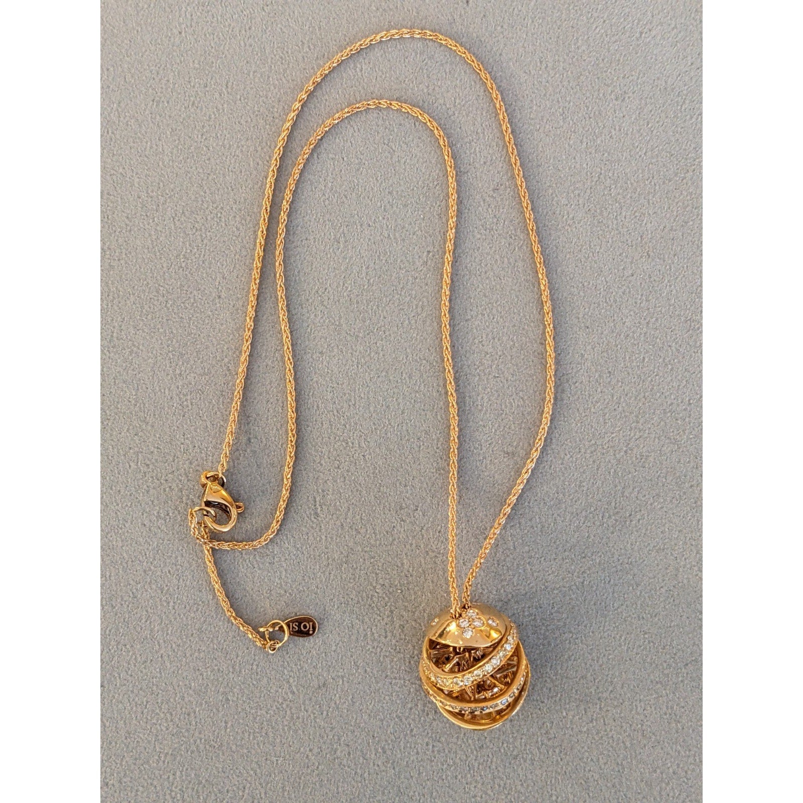 iO Si Italy Diamond Bauble Pendant Necklace in 18k Rose Gold