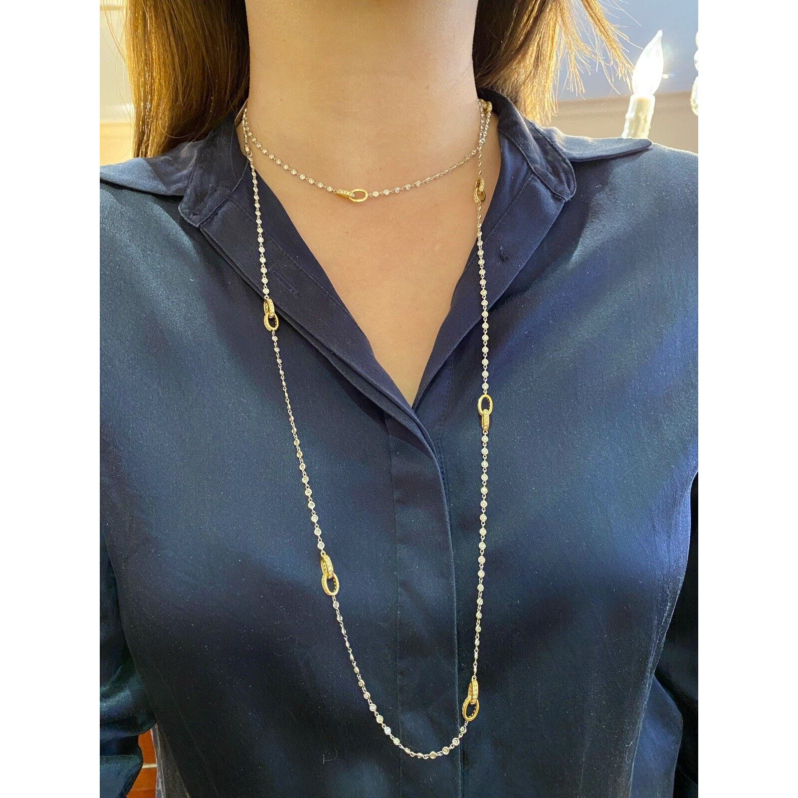 49" Diamond By the Yard Necklace with 8.00 ct TW 18k White/Yellow Gold-HM2203V5