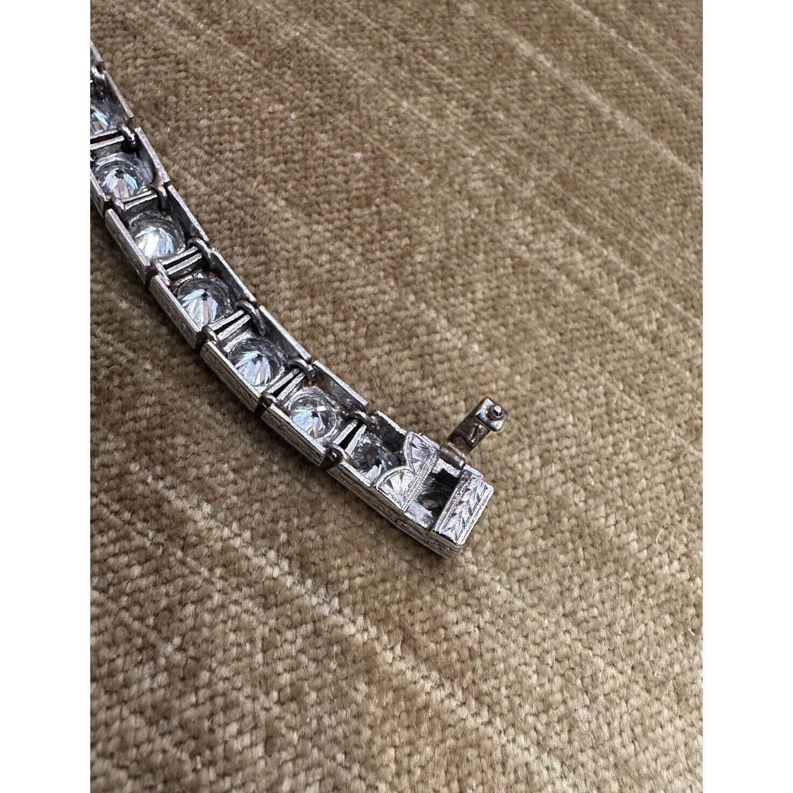 Vintage Old Cut Diamond Square Set Line Bracelet 7.00 cttw in Platinum