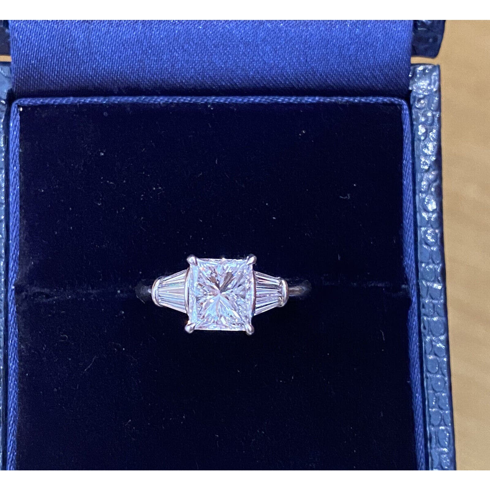 GIA 2.02 ct E color Radiant Diamond with Baguettes Ring in Platinum - HM2061RA