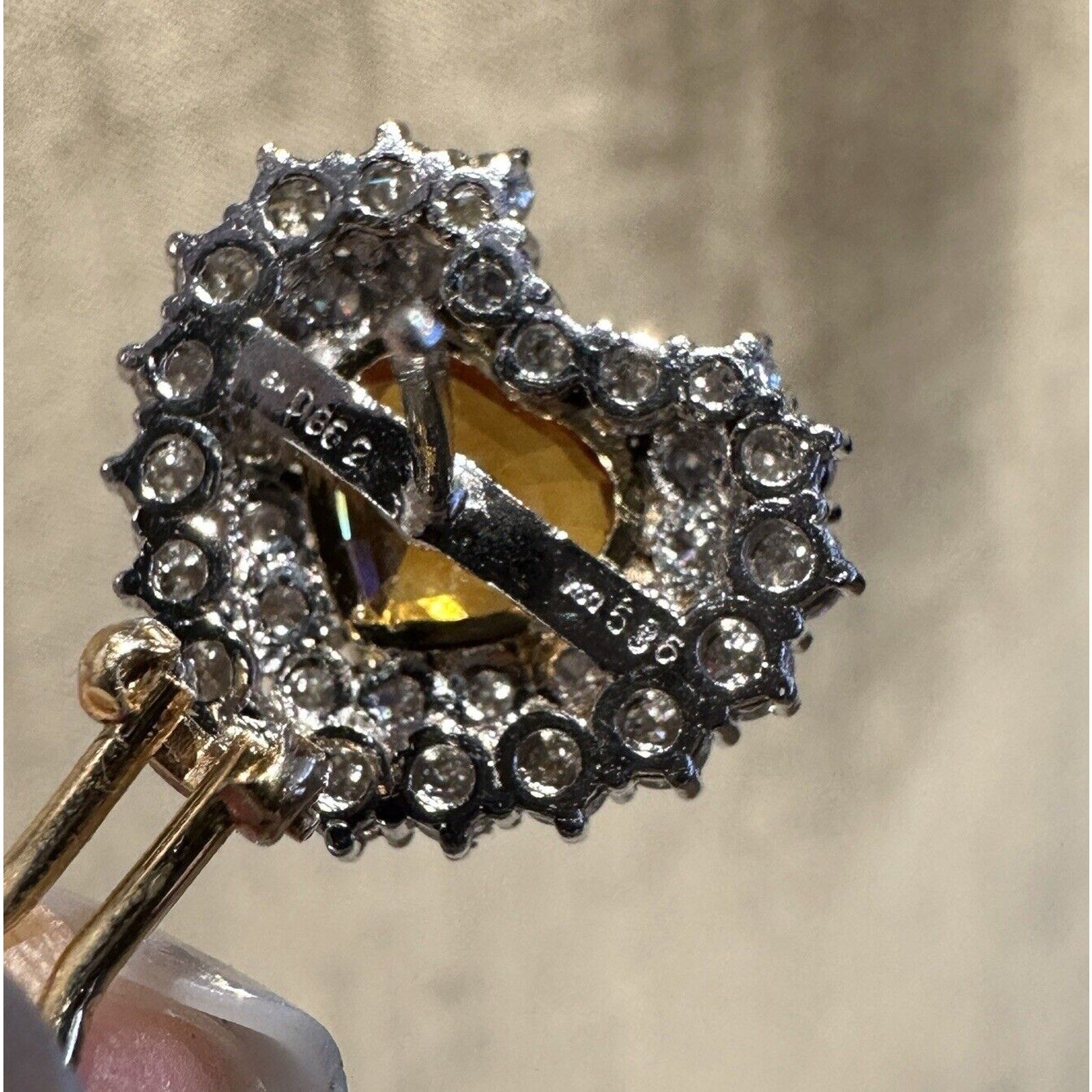 Orange Sapphire and Diamond Heart Earrings in 18k Yellow & White Gold