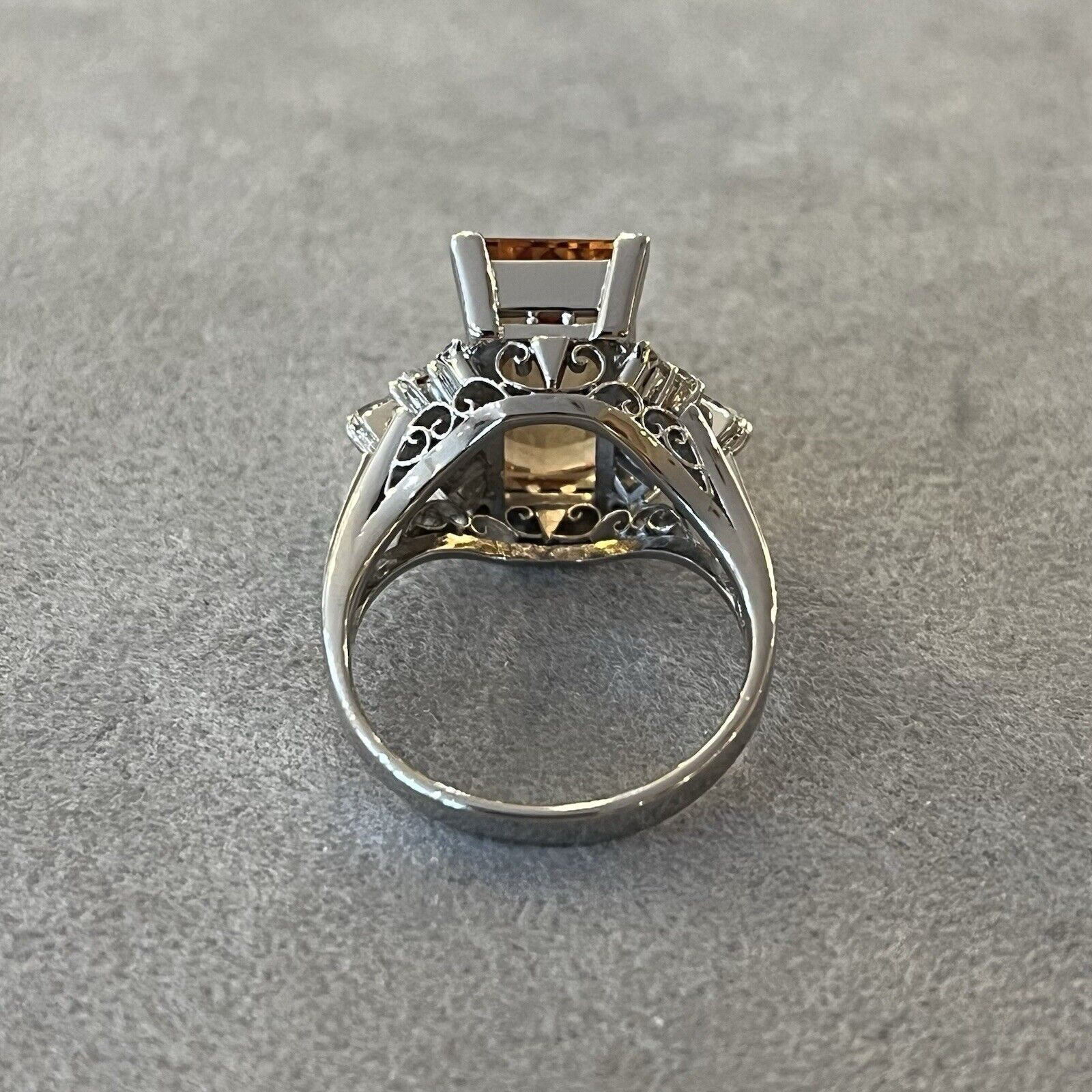 Imperial Topaz 4.98 ct and Diamond Ring in Platinum