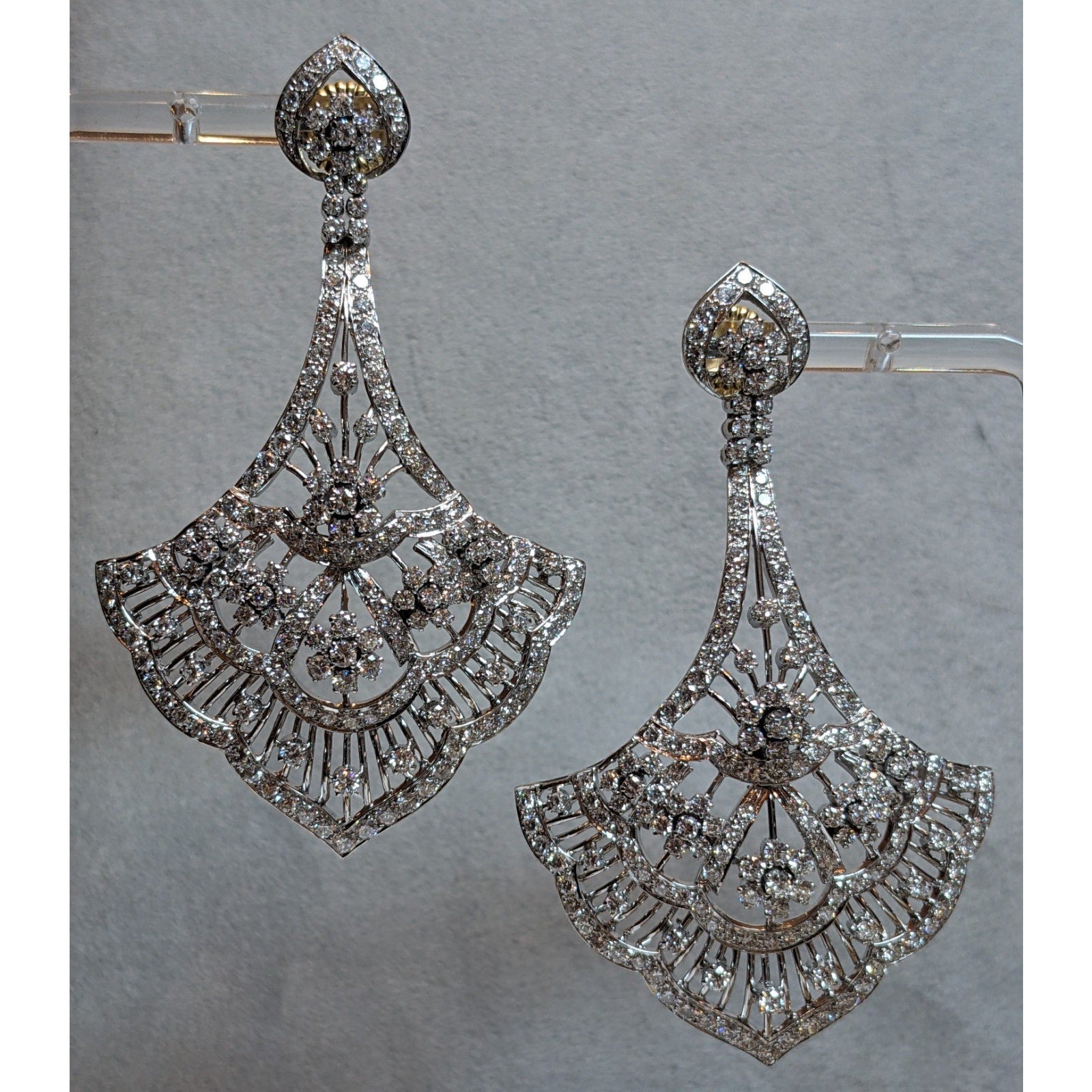 Diamond Fan Chandelier Earrings 10.00 cttw in 14k Gold
