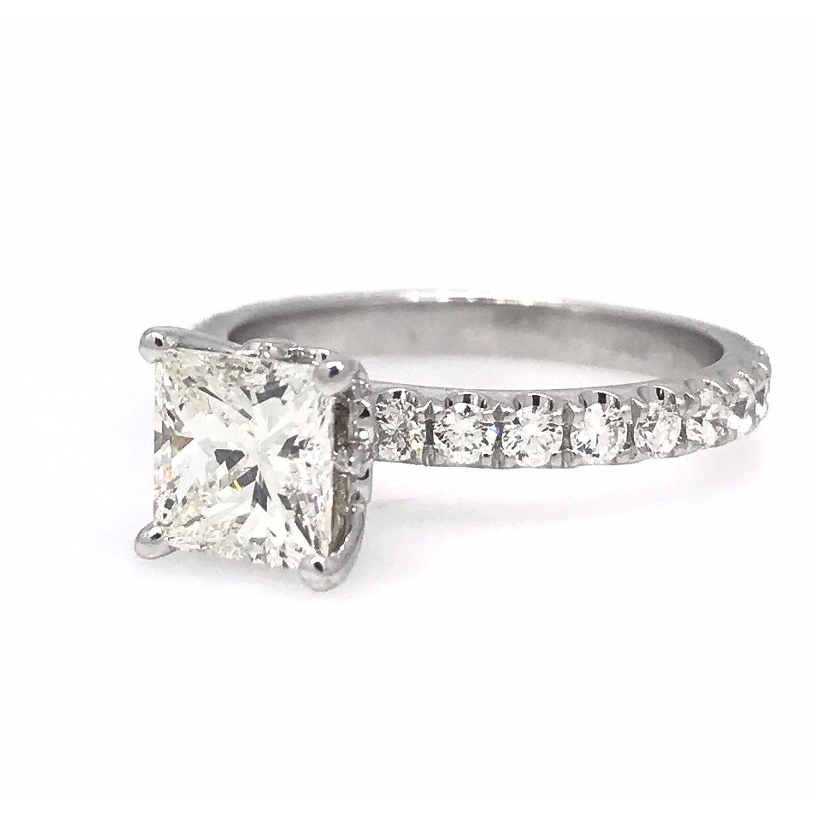 GIA 1.20 ct Princess Cut Diamond J-SI1 in 18k White Gold Diamond Ring